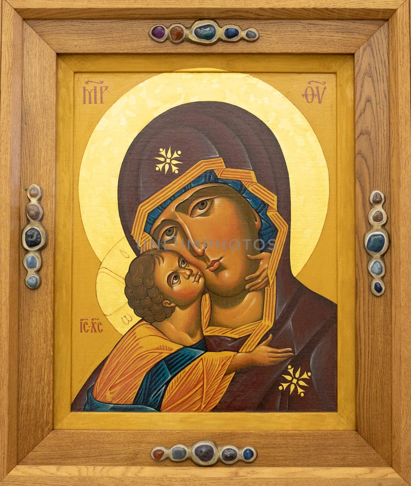 Icon of jesus and mary in a frame. High quality photo