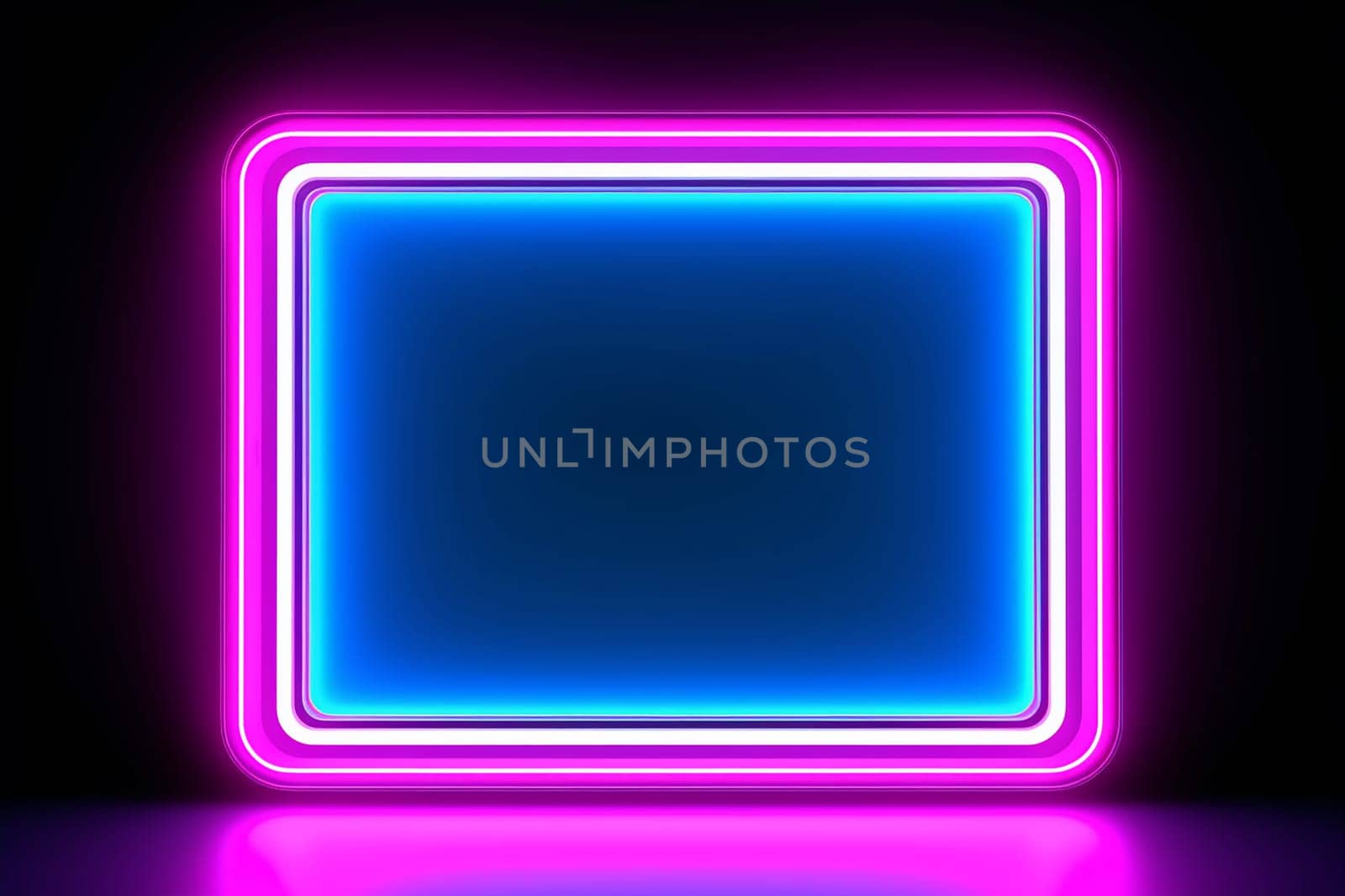 Neon lights frame mock up with glowing pink and blue lights. by Hype2art