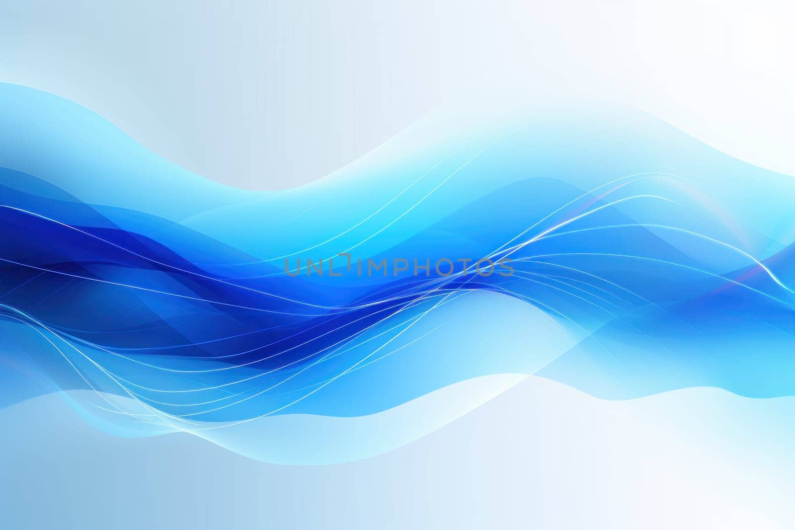 Abstract Blue Wave Technology mobile web banner Global cyber network curves concept. Generative AI.