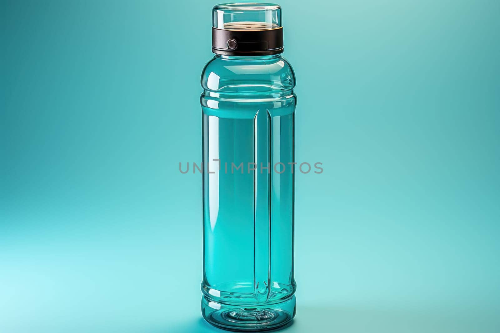 mockup empty water bottle with clear platic lid. Generative AI by golfmerrymaker