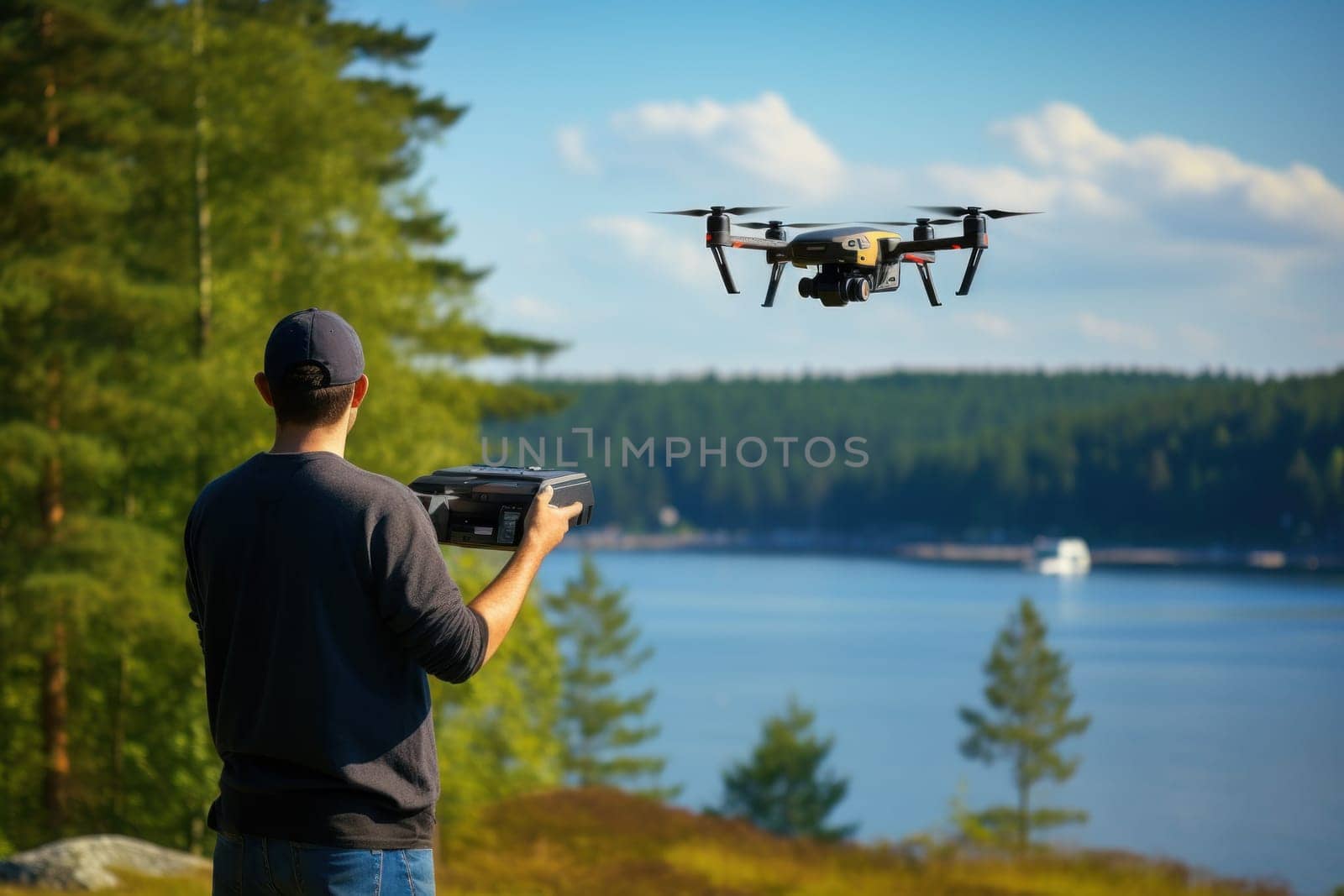 An image might depict an individual learning to operate a drone. Generative AI.