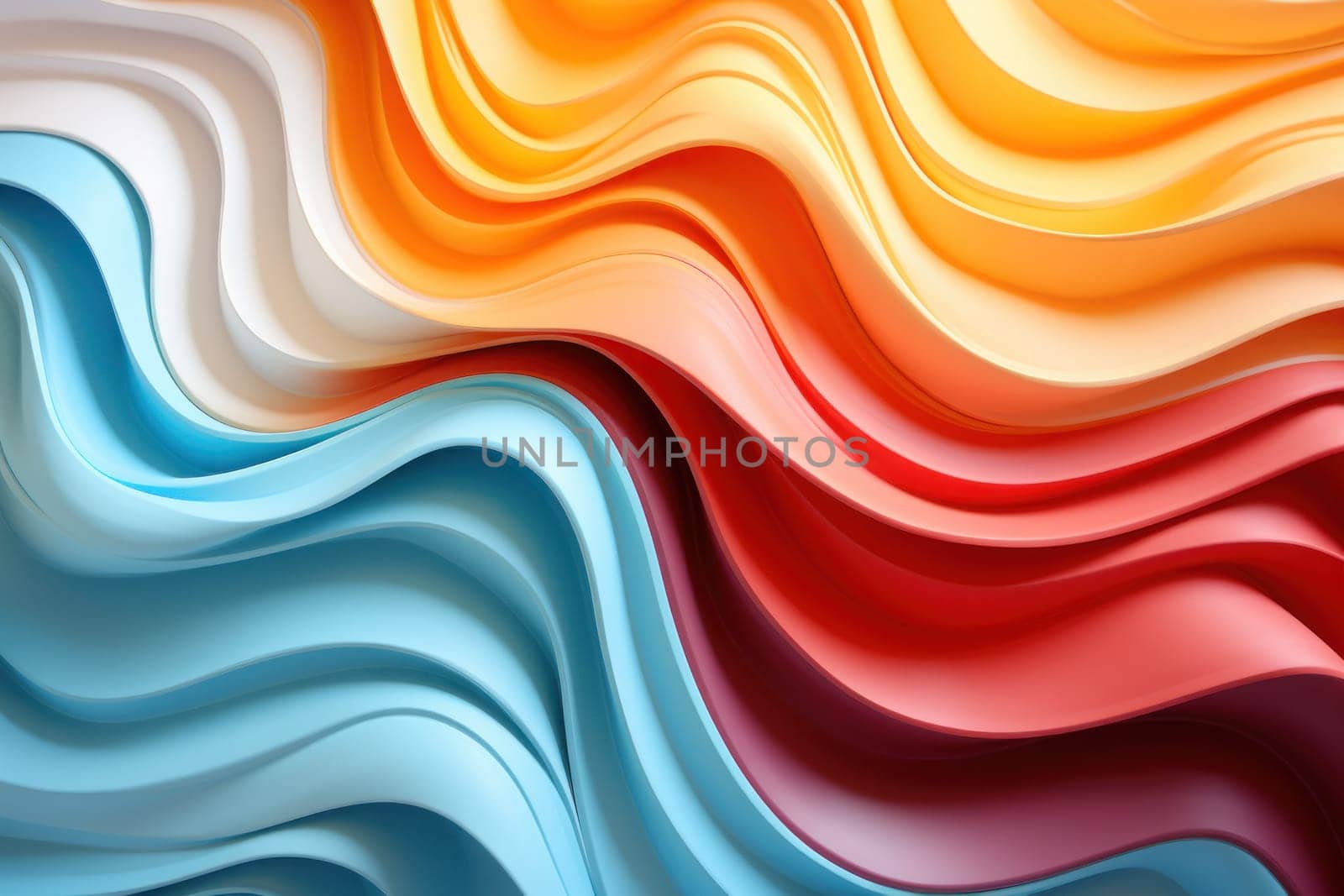 Rainbow Liquid pastel wavy melted plastic texture. Generative AI.