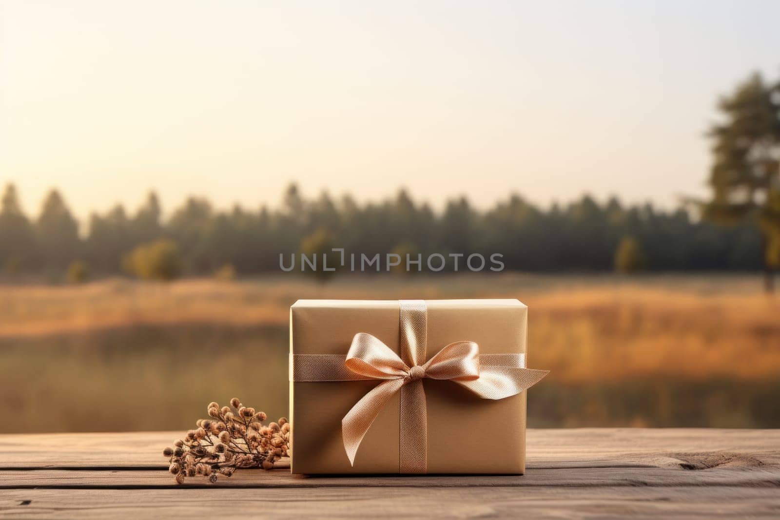 Digital outdoors gift holidays background and emty space. Generative AI by golfmerrymaker