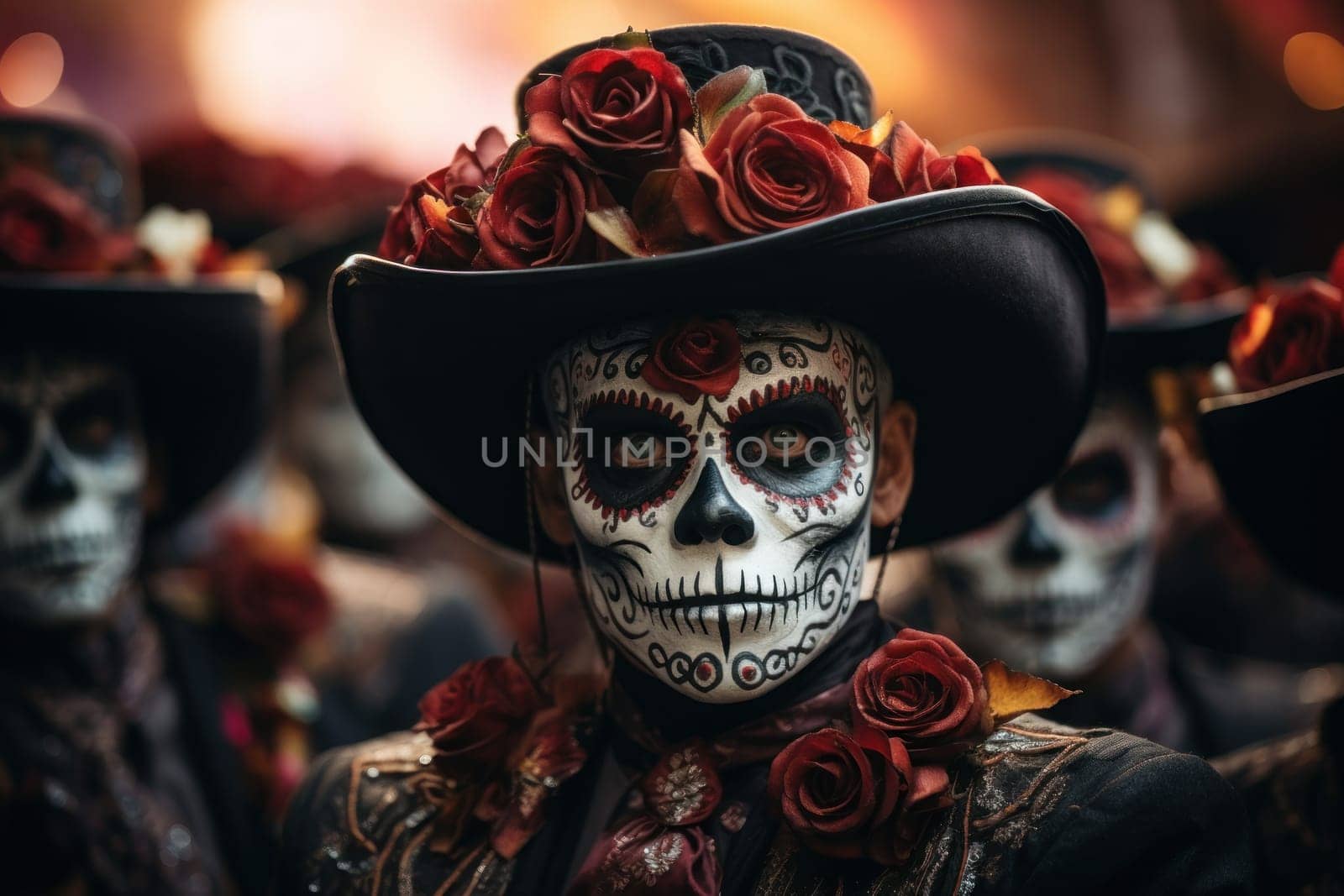 People celebrate the Day of the Dead. Generative AI.