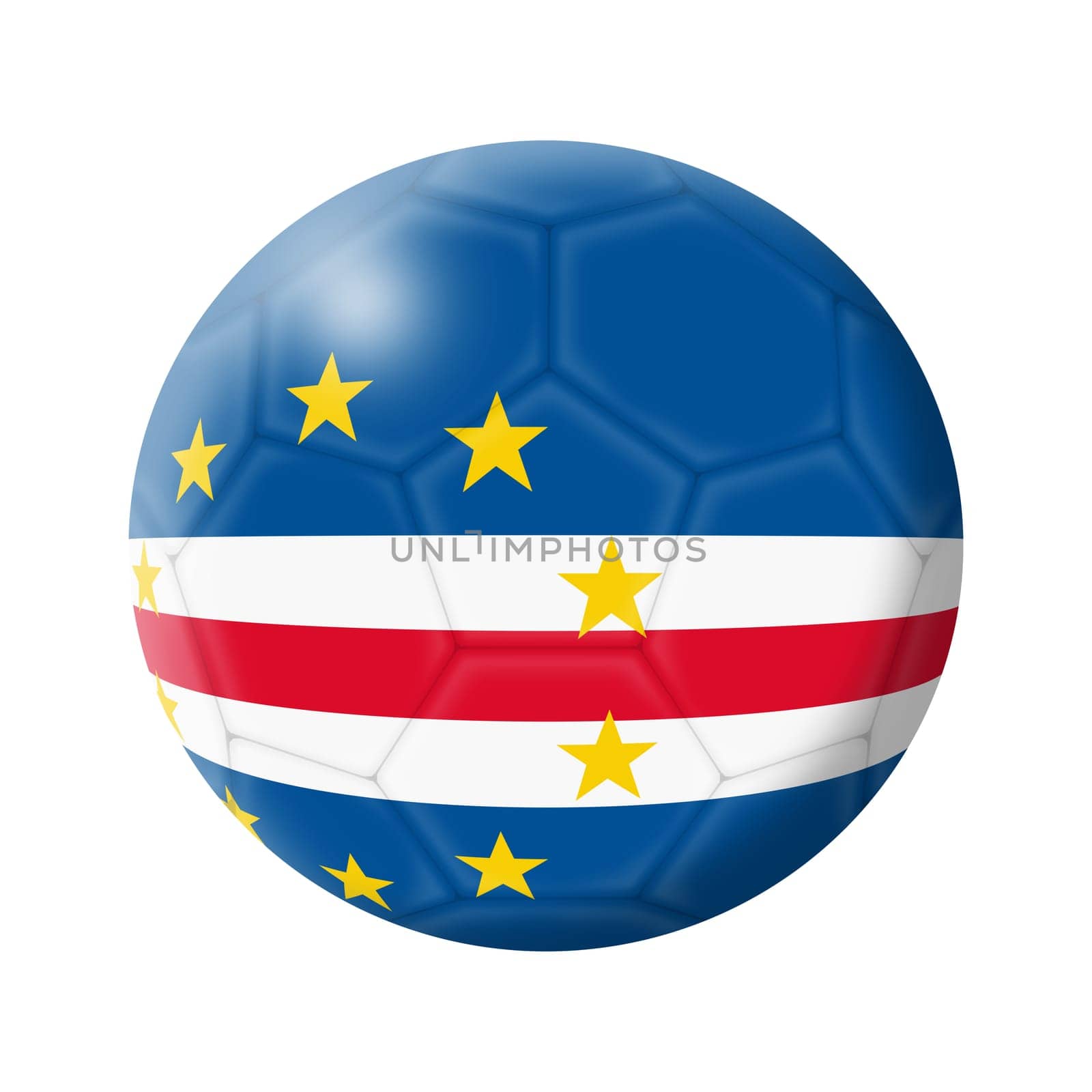 A Cape Verde soccer ball football 3d illustration isolated on white with clipping path