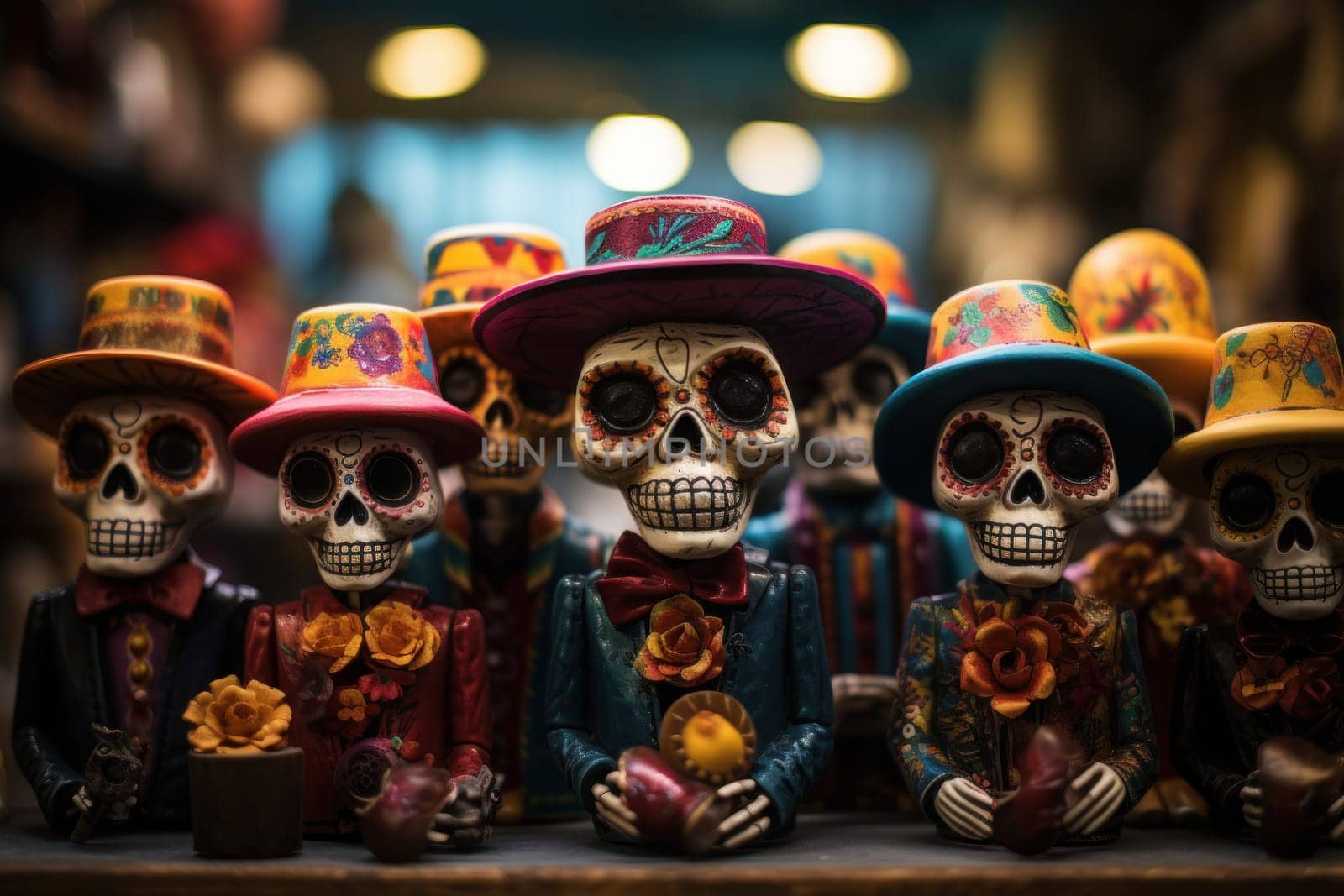 People celebrate the Day of the Dead. Generative AI.