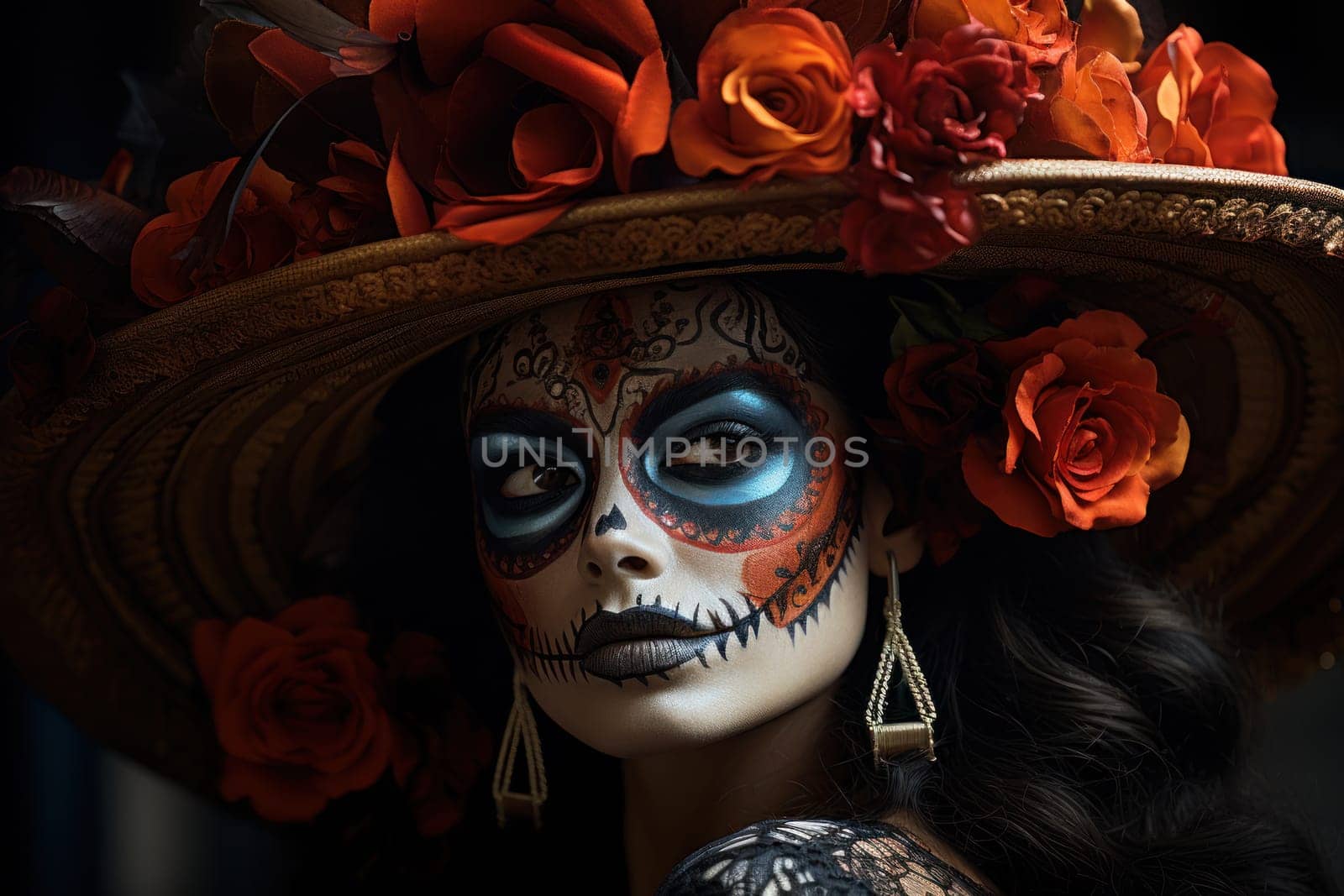 People celebrate the Day of the Dead. Generative AI.