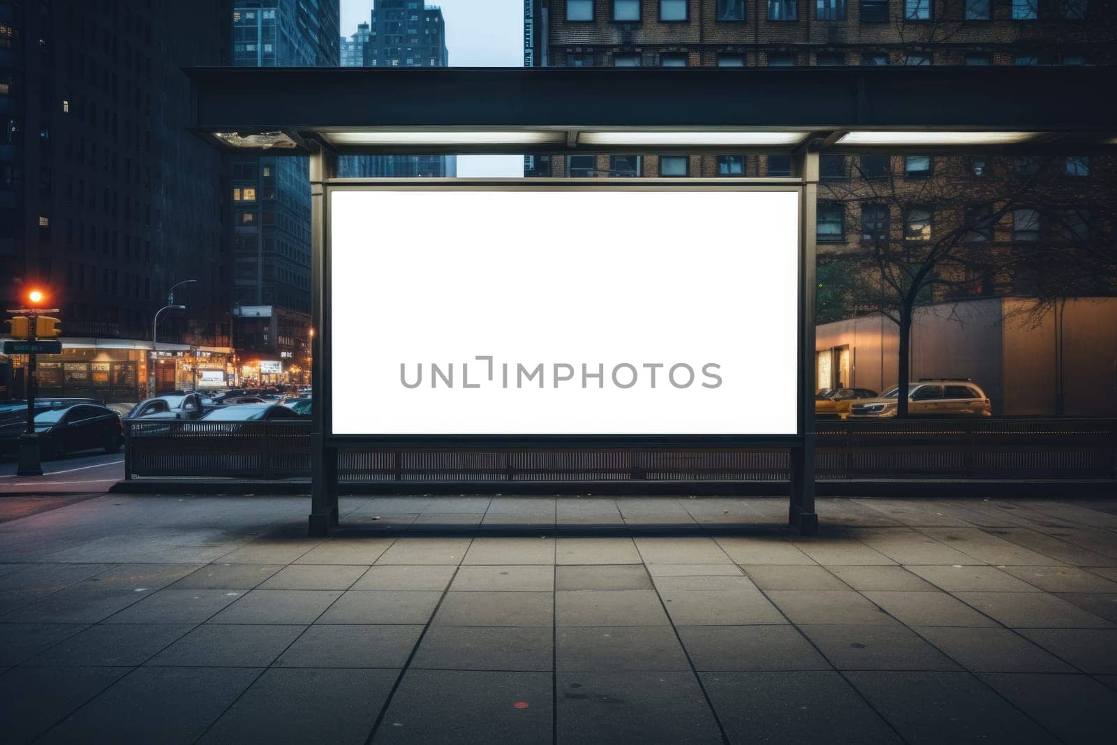 Subway Empty Billboard . copy space photojournalism. Generative AI.