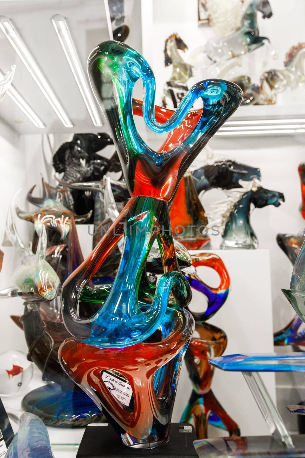 Venetian glass products on display art. High quality photo