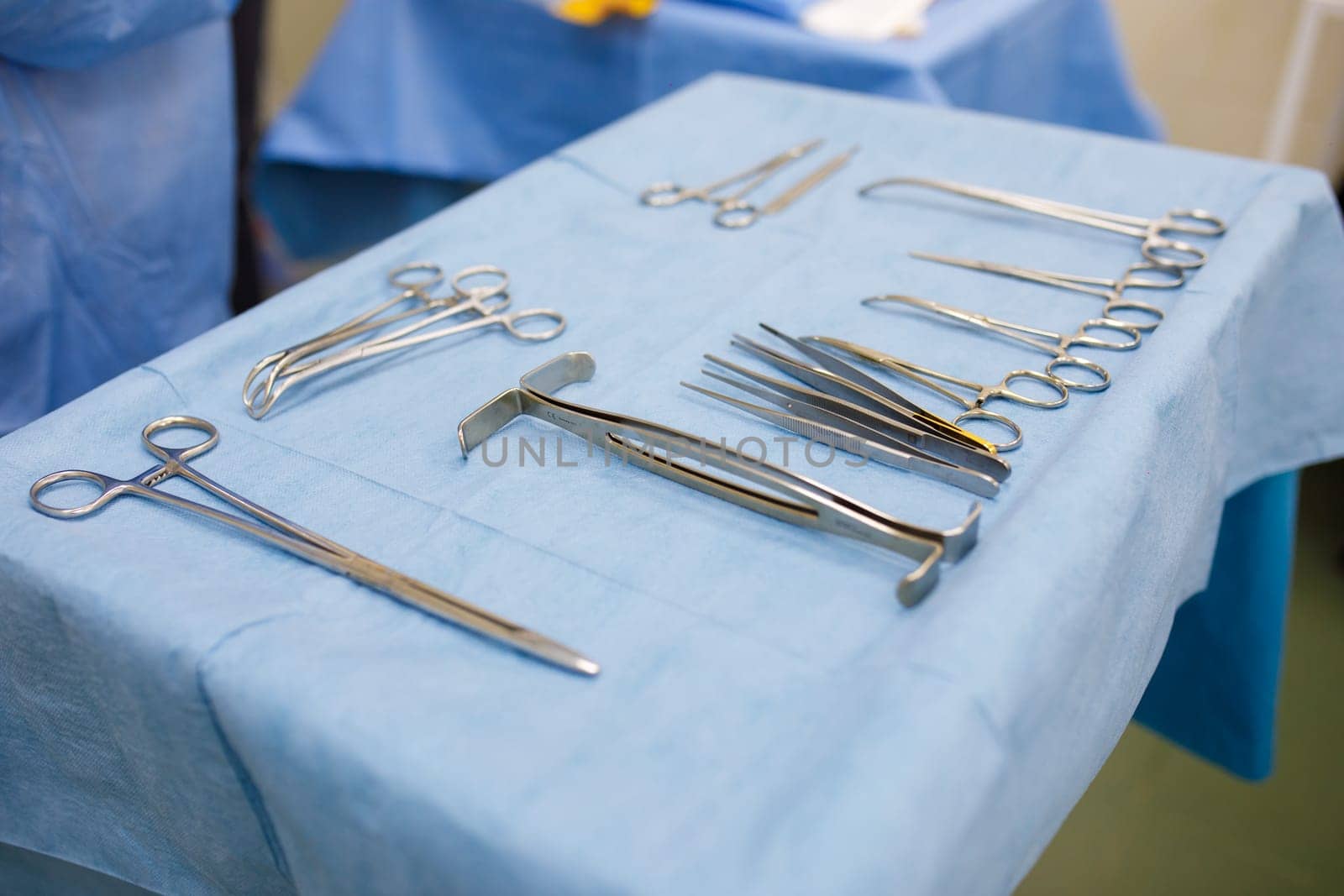 sterile instruments for surgery on a tray. High quality photo