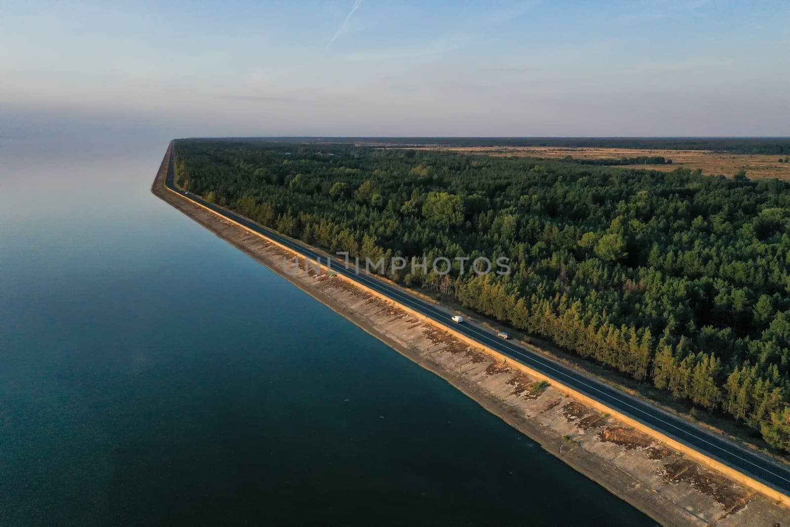 coastal zone on reservoirs, lines. High quality photo