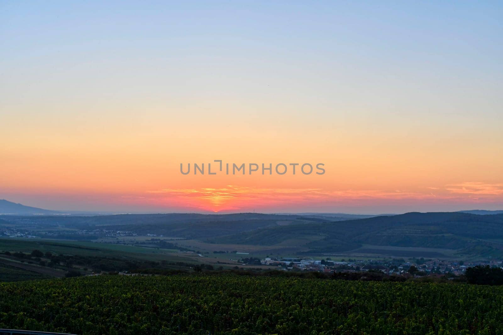 Dawn with morning red clouds. Sunrise with red sky. Romantic the blush of dawn.