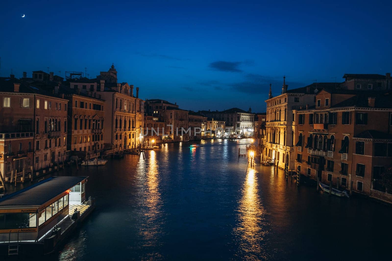 venice night grand canal gondola. High quality photo