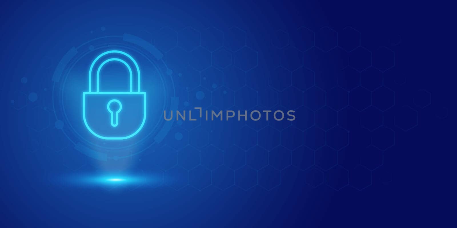 Futuristic blue shield ethics and Security abstract technology background. Artificial intelligence digital transformation and Business quantum internet network communication and Antivirus. by Unimages2527