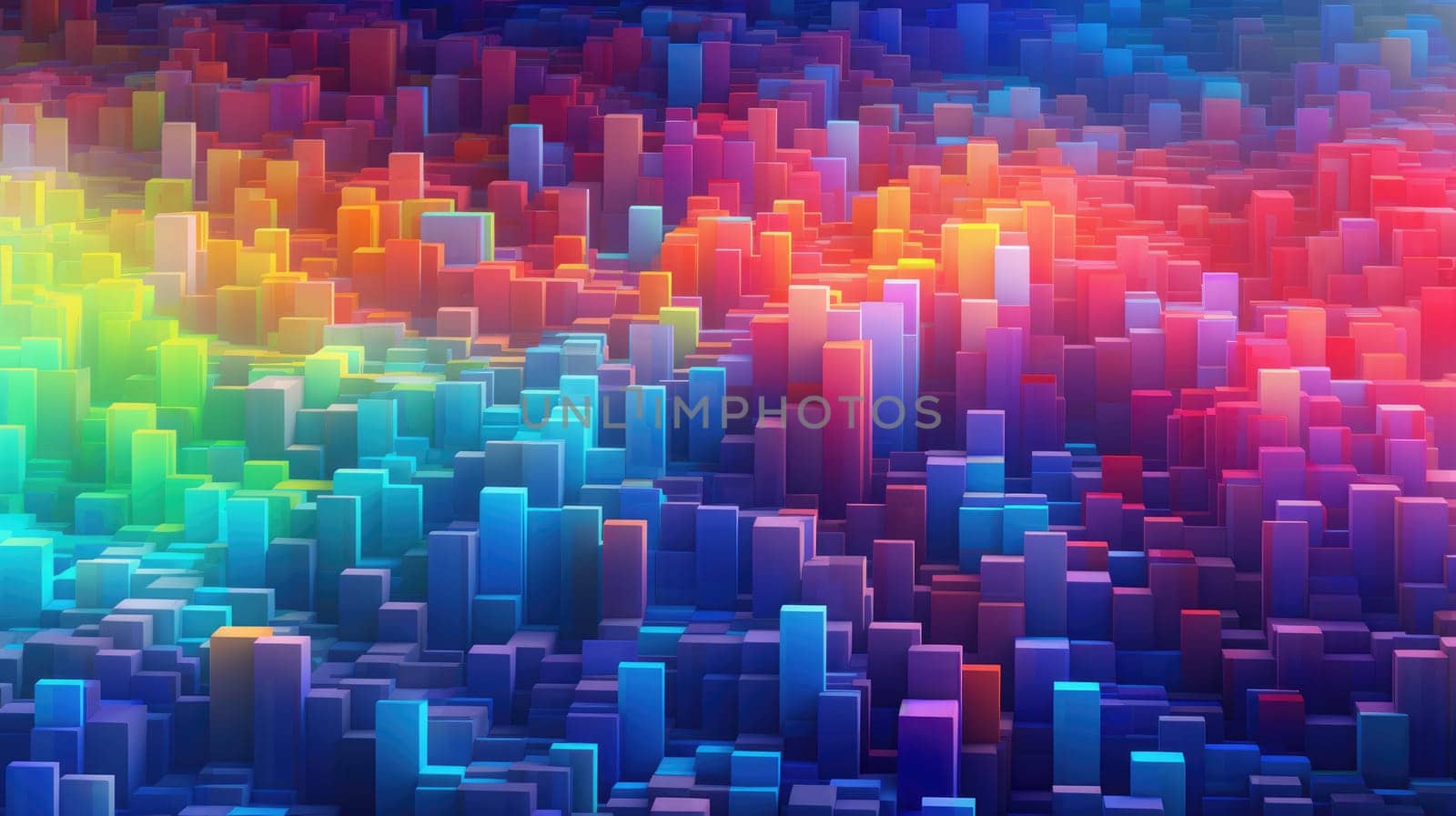 Rainbow geometric cubes abstract background AI