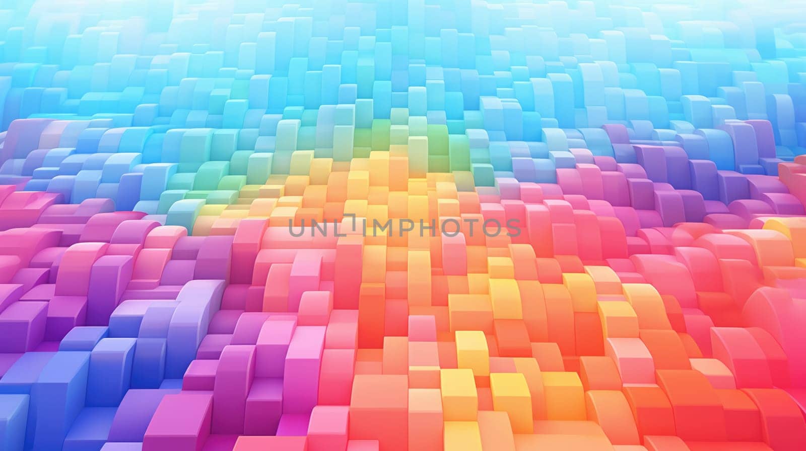 Rainbow geometric cubes abstract background AI