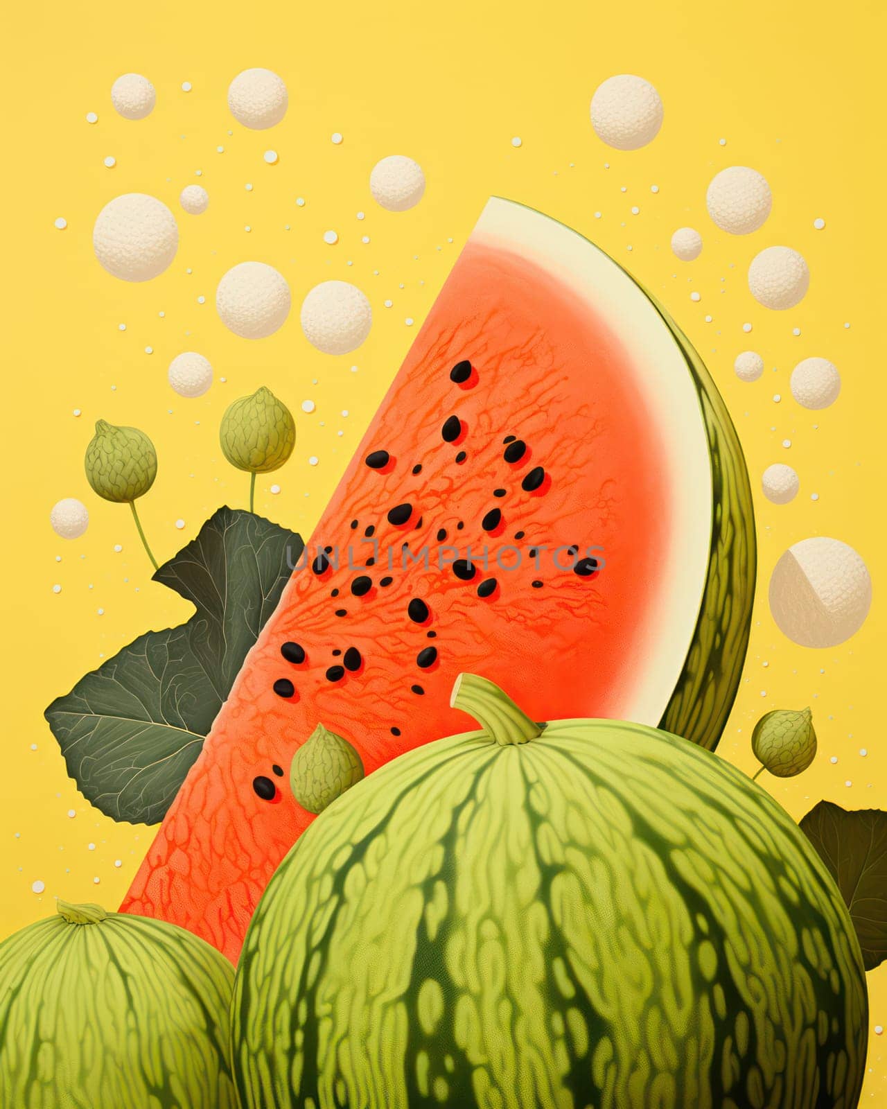 Fresh and Juicy Watermelon Slice on Green Background: A Delicious and Healthy Summer Snack by Vichizh