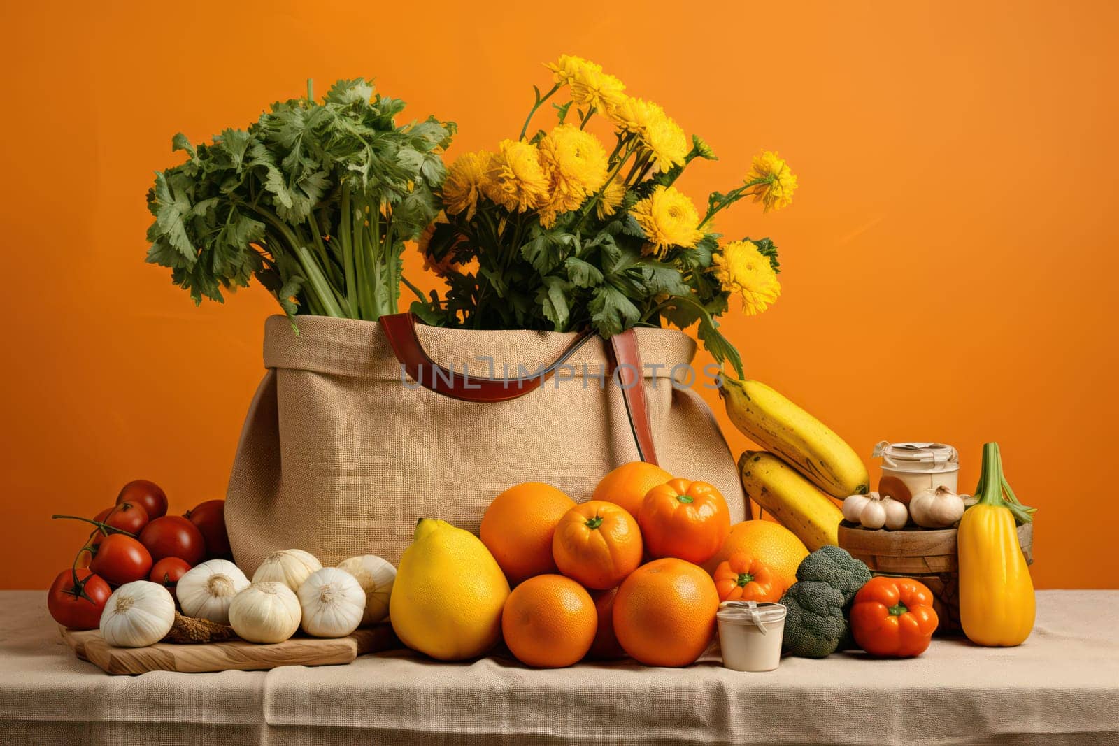 Organic Vegetable Shopping: Fresh, Healthy Vegan Diet on White Background by Vichizh