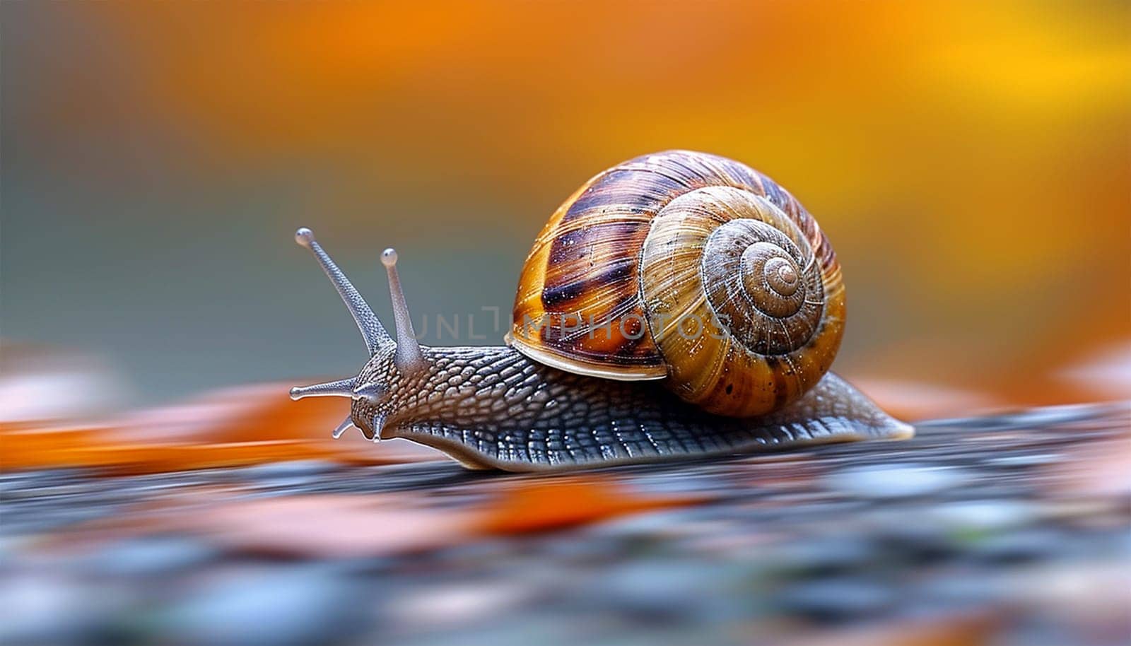 Super fast turbo snail. Successful fast moving snail. Amazing power concept and business skill services success or competitive advantage as a powerful rocket fast snail winning and overcoming challenges in a 3D illustration style. Copy space