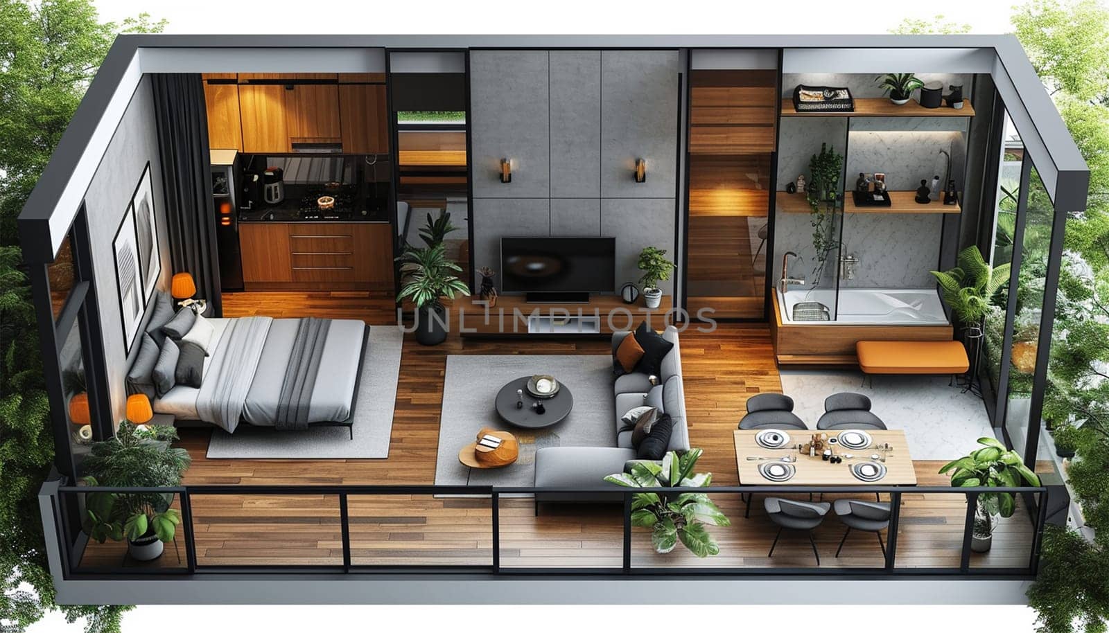 House plan 3d. 3d house plan. Floorplanner. Floor plan. Isometric view living room open inside interior architecture 3d rendering digital art. Modern interior plan house or apartment white background