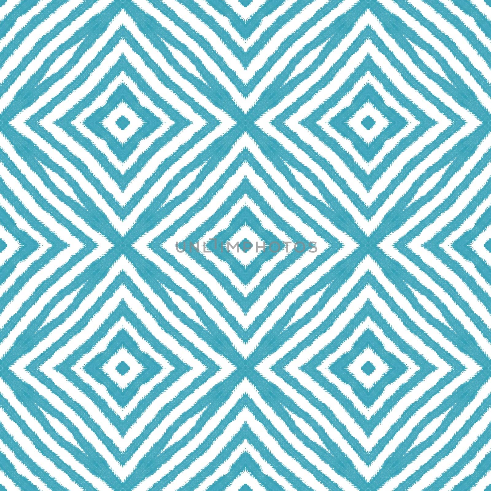 Exotic seamless pattern. Turquoise symmetrical by beginagain