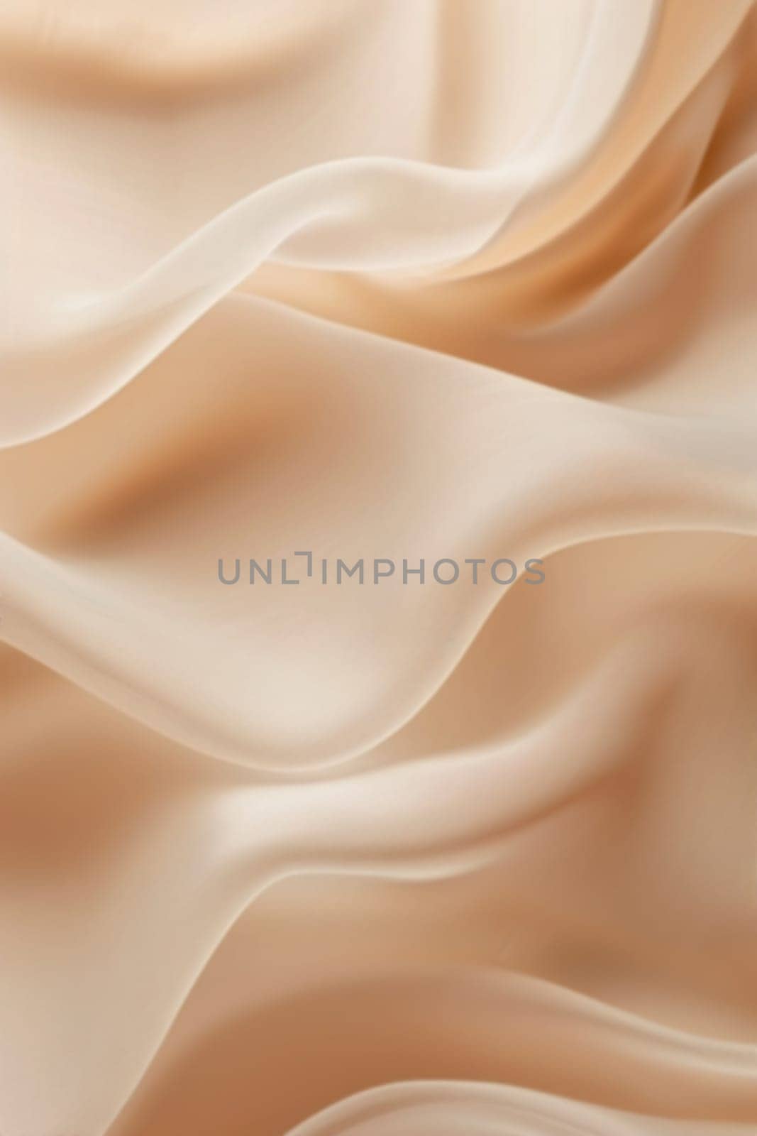 Elegant beige satin fabric flowing, with soft waves and curves, perfect for luxury fashion backgrounds, beauty industry visuals, or sophisticated event designs. Nude gradient backdrop. Generative AI