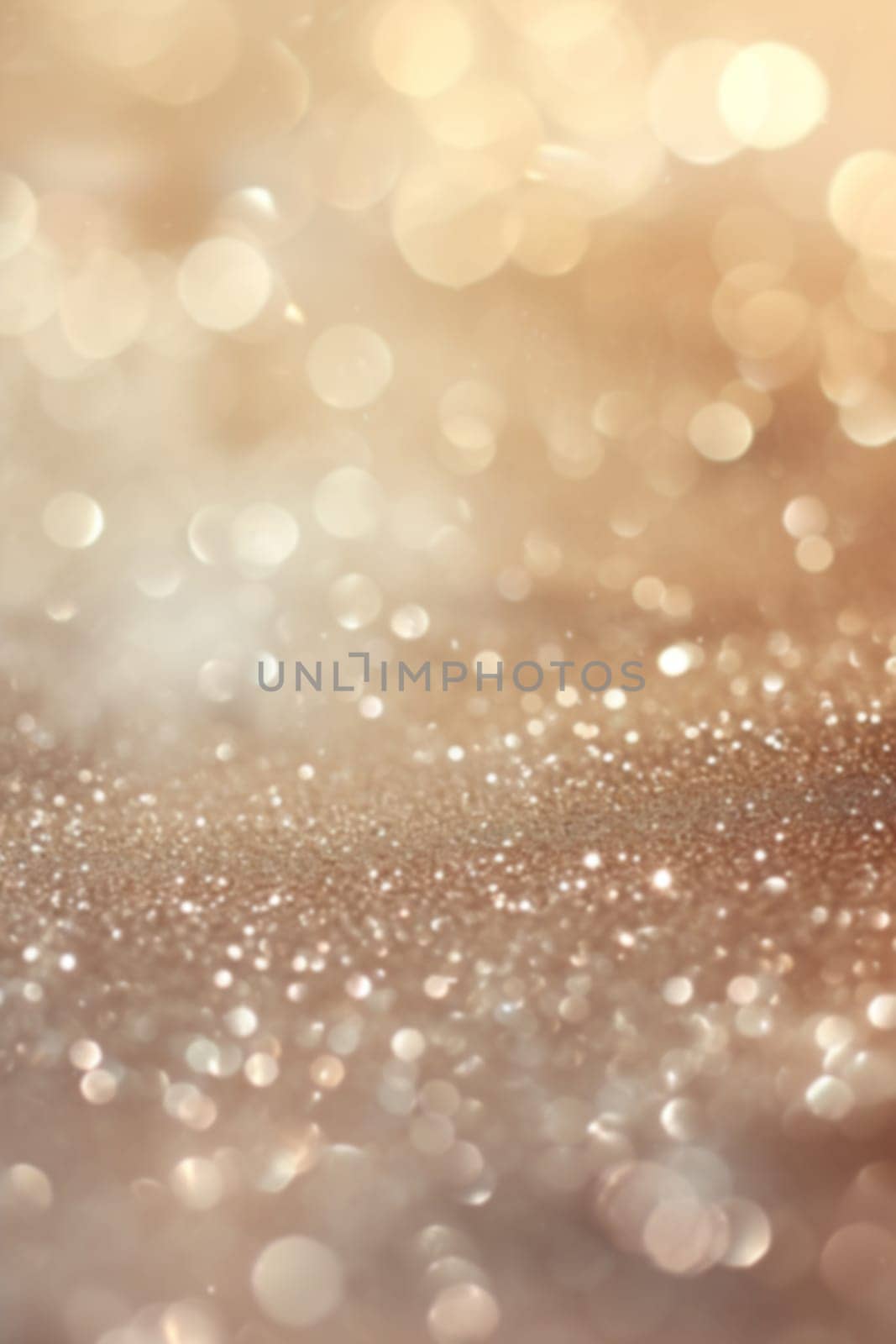 Ethereal golden bokeh lights on a warm beige background, evoking a festive, dreamy atmosphere. Ideal for holiday season graphics, celebratory backdrops, or elegant product displays. Generative AI. by creativebird