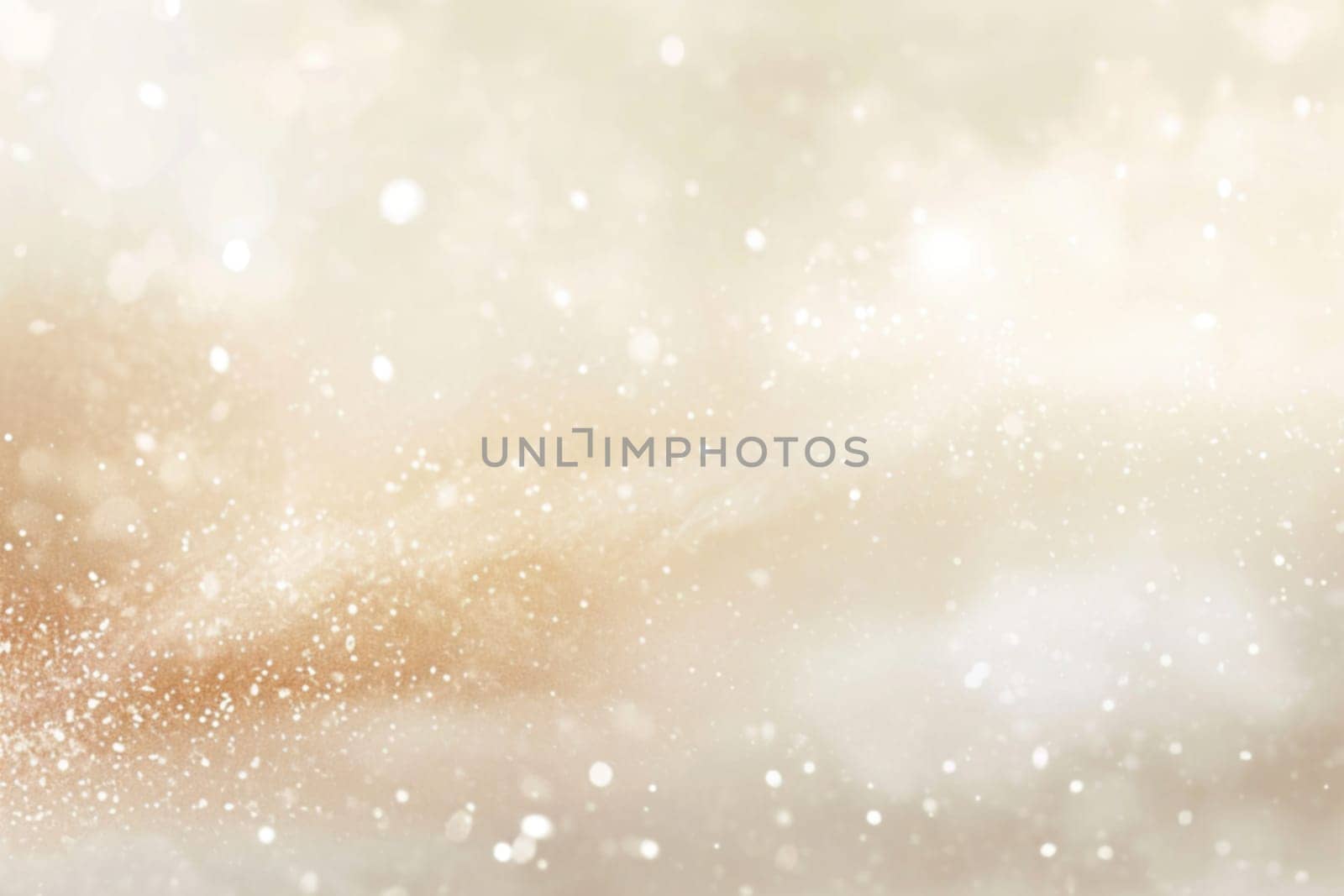 Glimmering golden bokeh on a creamy background, ideal for festive occasions, luxury branding, soft-focus backdrops, or elegant event invitations. Nude gradient. Generative AI