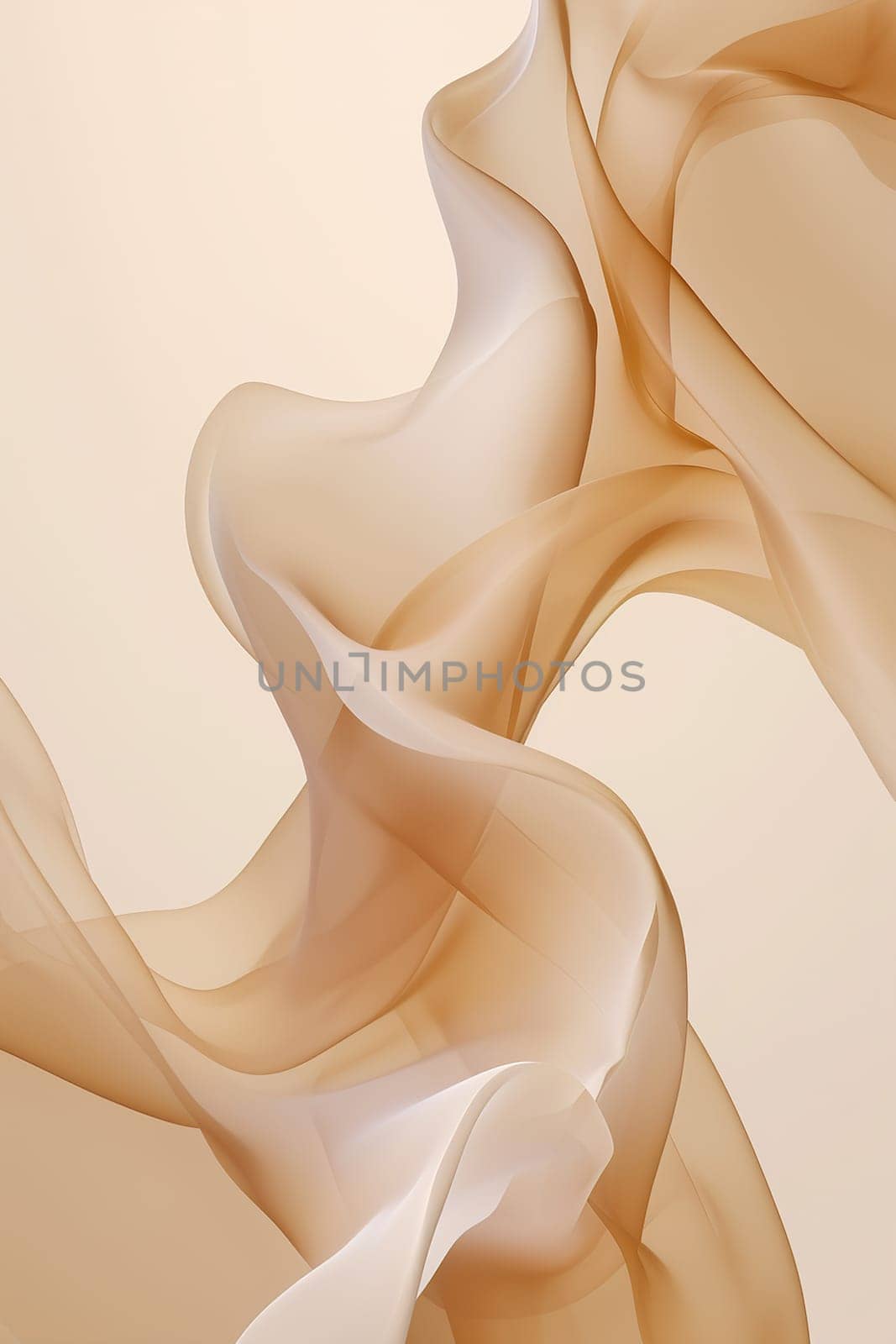 Flowing satin fabric in soft beige hues, creating sense of luxury and elegance, perfect for fashion backgrounds, cosmetics advertising, or high-end product presentations. Nude gradient. Generative AI