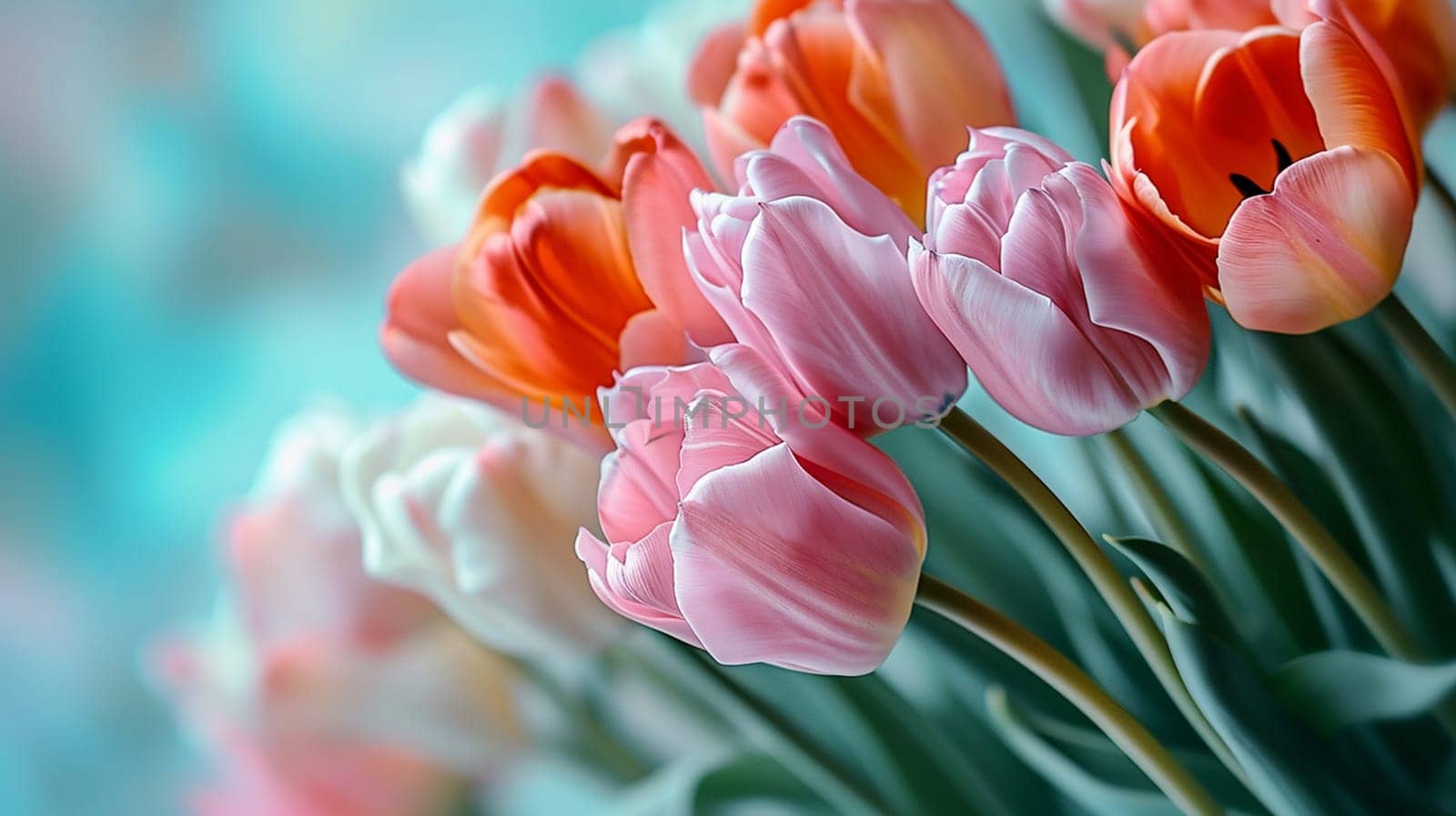 Beautiful tulips in pastel colors. selective focus. Generative AI,