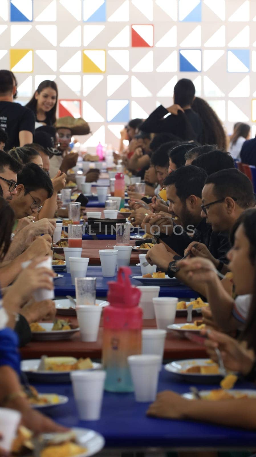 euclides da cunha, bahia, brazil - setembro 18, 2023: students from a public school having a meal at the teaching unit