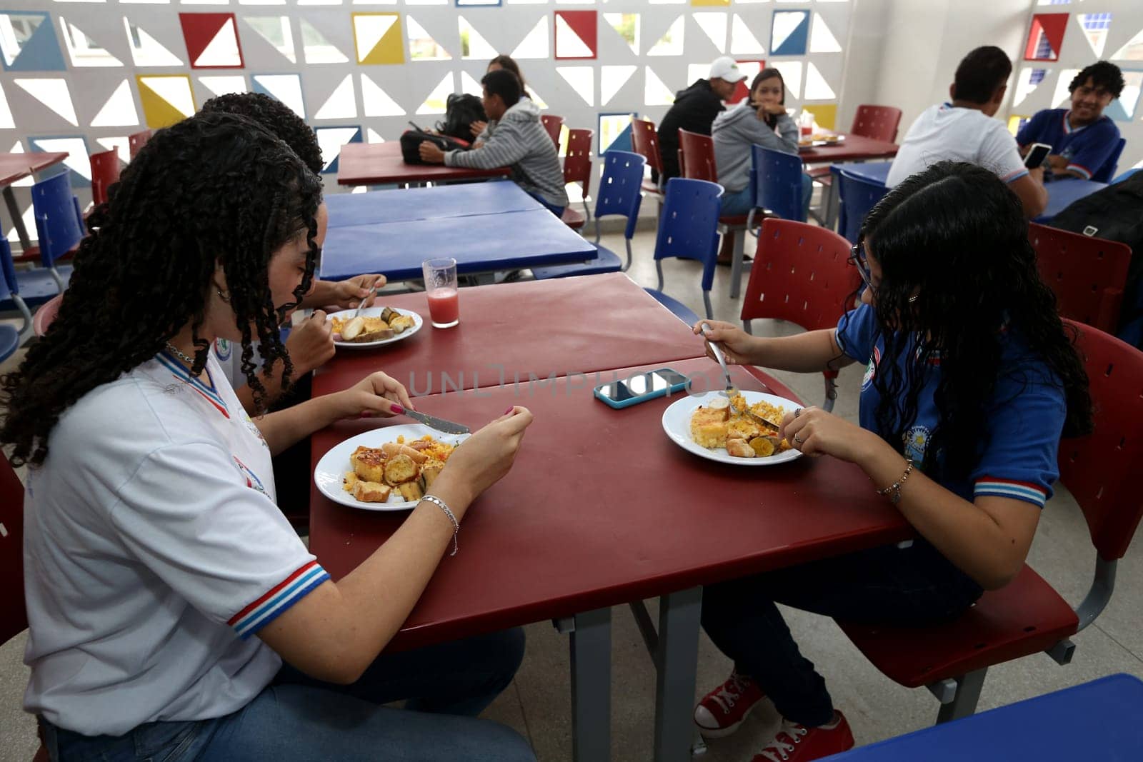 euclides da cunha, bahia, brazil - setembro 18, 2023: students from a public school having a meal at the teaching unit