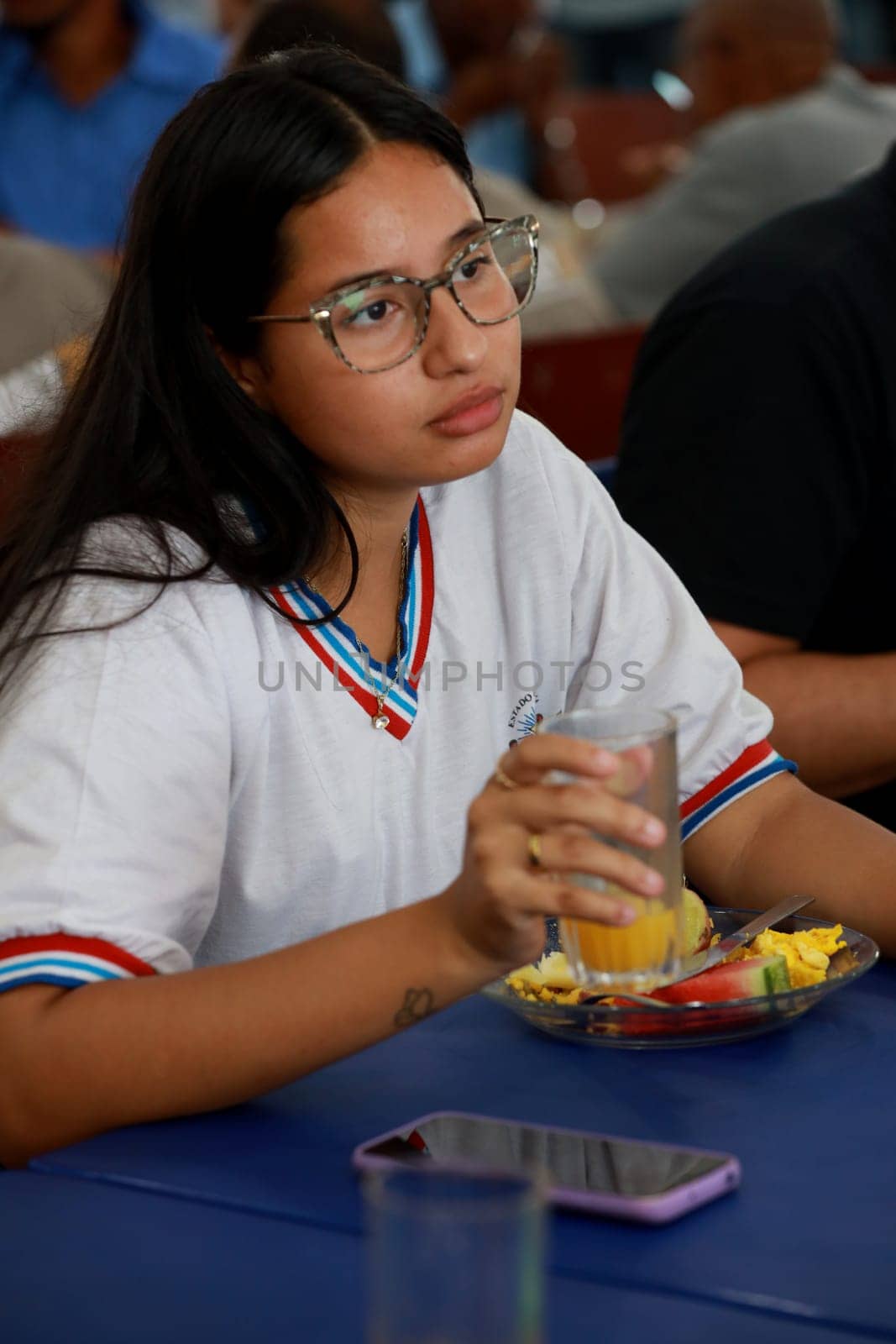 euclides da cunha, bahia, brazil - setembro 18, 2023: students from a public school having a meal at the teaching unit.