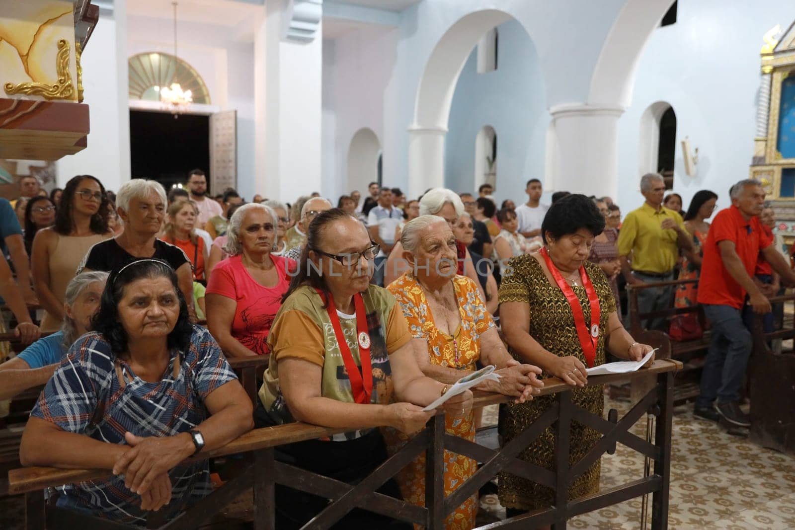monte santo, bahia, brazil - october 30, 2023: celebration of mass in a catholic church in the city of Monte Santo.