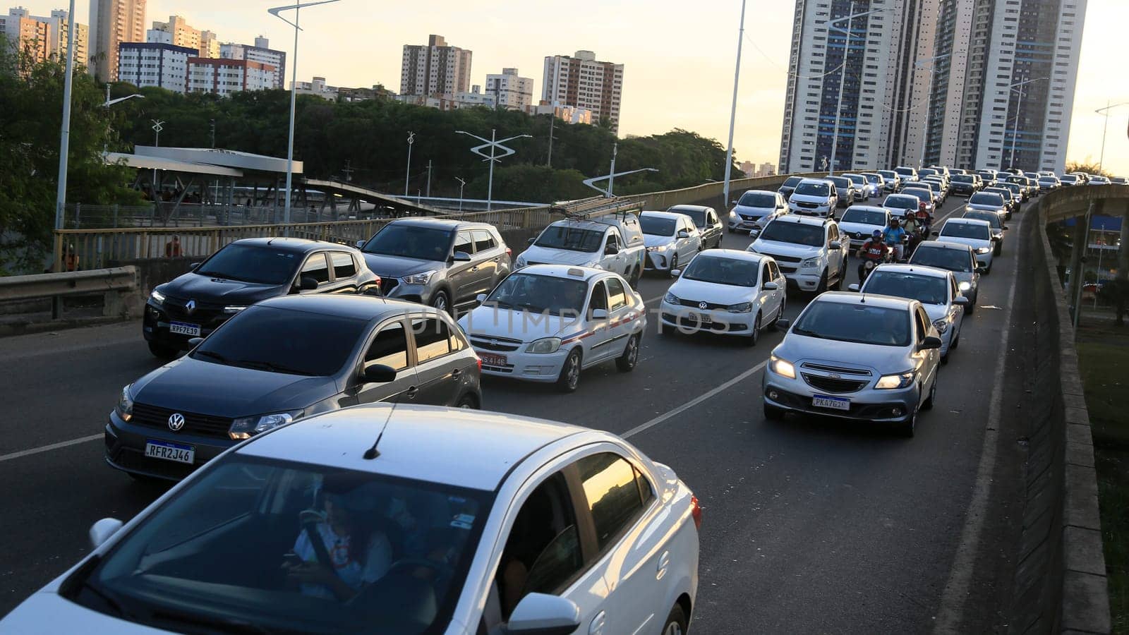 salvador, bahia, brazil - november 11, 2023: vehicle movement in traffic in the Rotula do Abacaxi region in the city of Salvador.