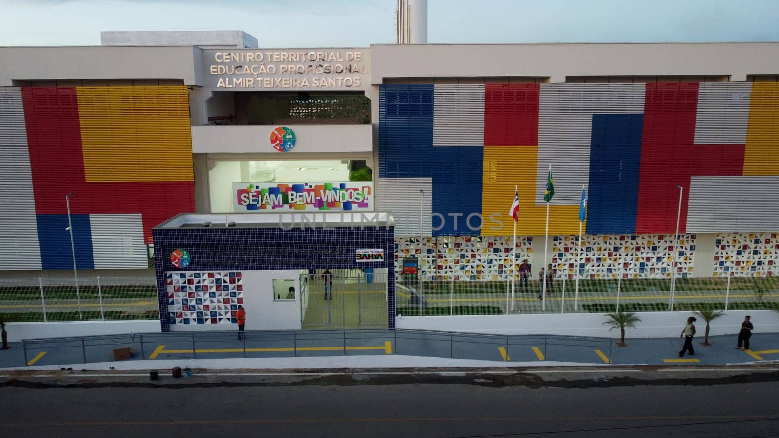 formosa do rio preto, bahia, brazil - december 8, 2023: aerial view of a full-time public school in the city of Formosa do Rio Preto.