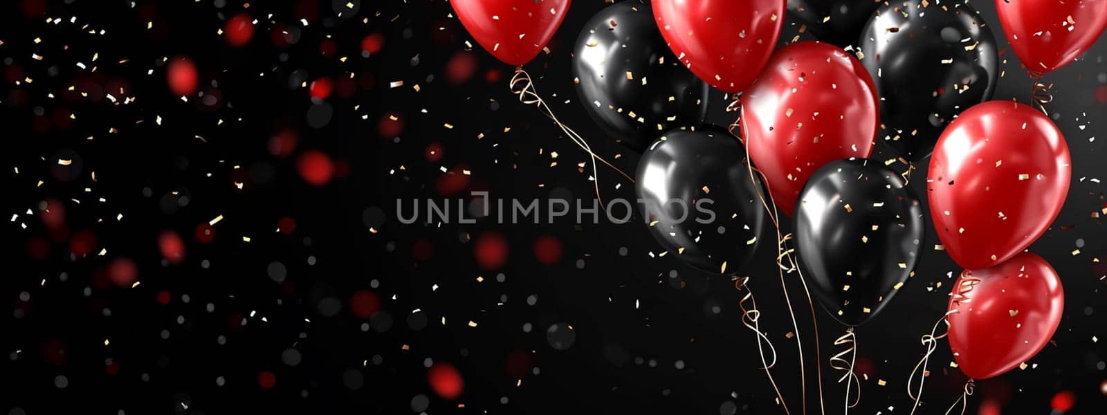 Red and Black Balloons Black Friday Sale. Selective focus. Generative AI, by mila1784