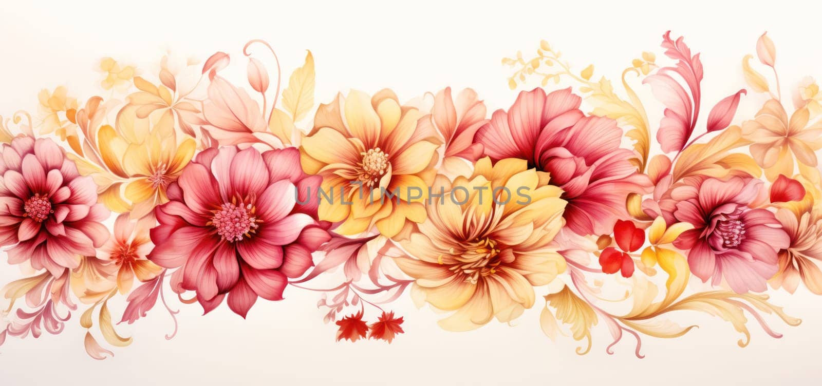 Romantic Floral Bouquet: A Colorful Watercolor Illustration of Beautiful Blooming Flowers on a Vintage Retro Background by Vichizh
