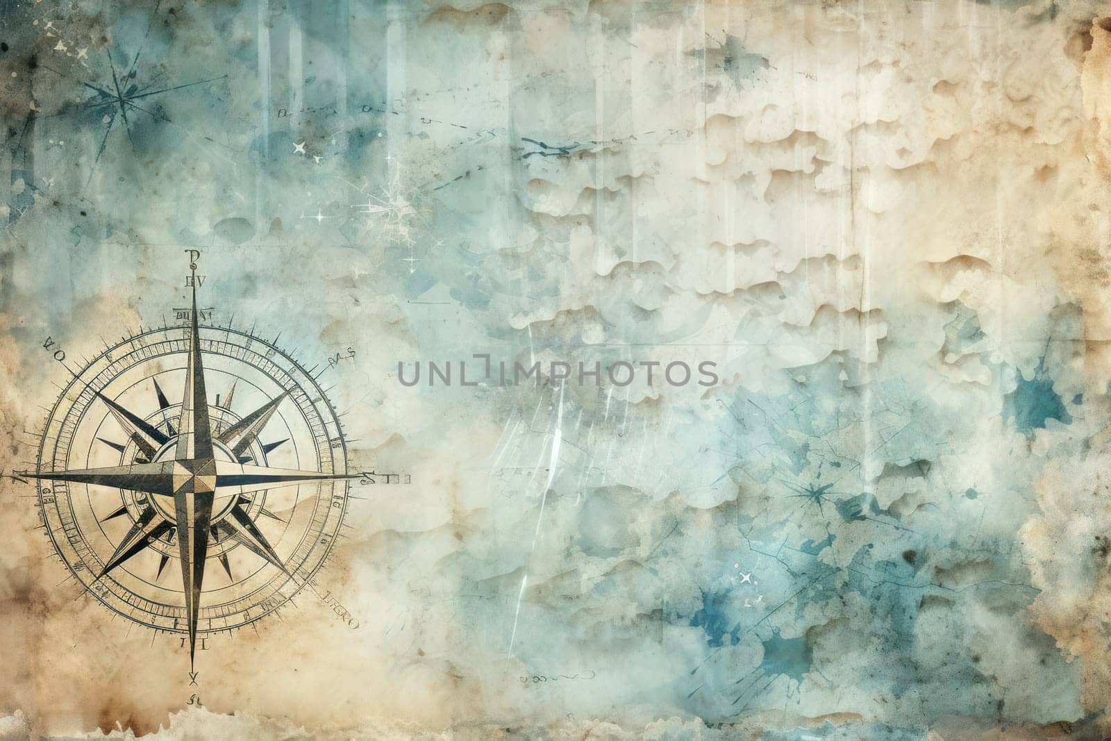 Grunge Adventures: A Treasure Map on Vintage Paper with Faded Nautical Design.
