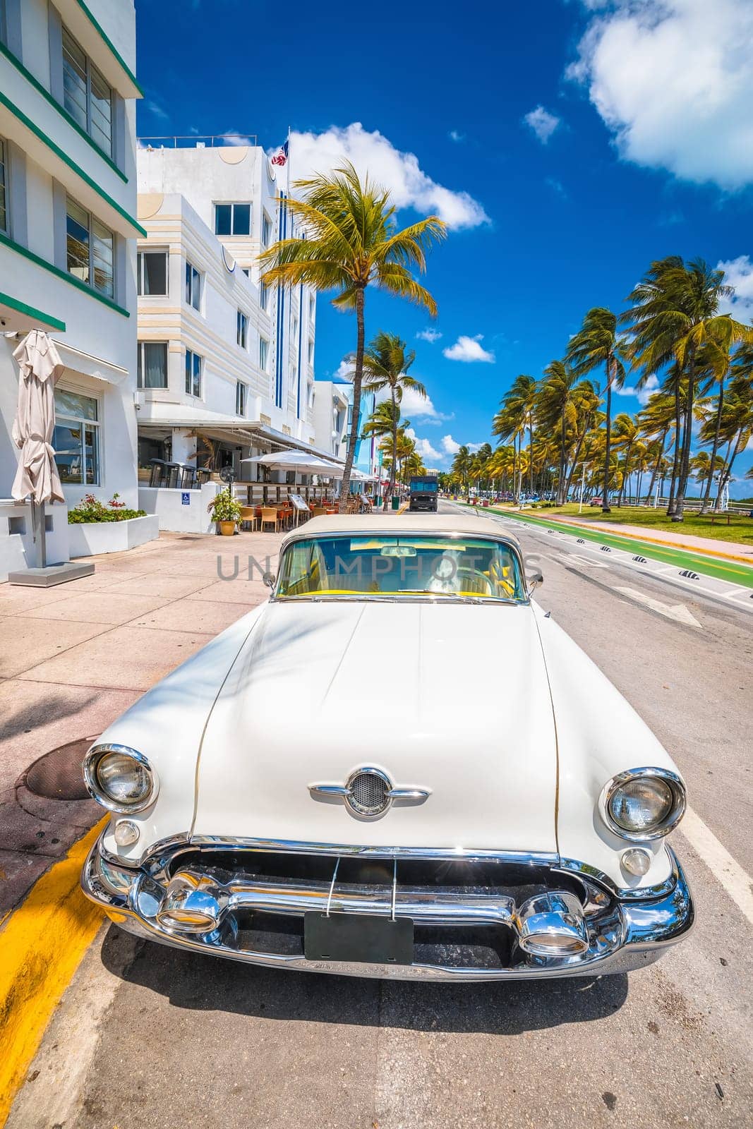 Miami South Beach Ocean Drive colorful Art Deco street architecture view, Florida state in United States of America