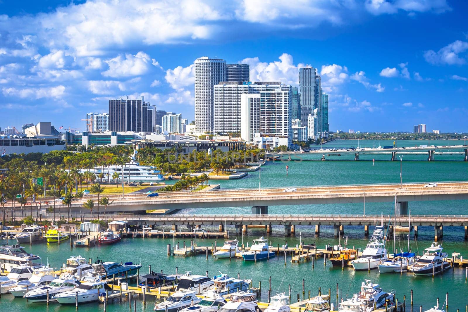 Northern Miami waterfront and skyline panoramic view, Florida state, United States of America