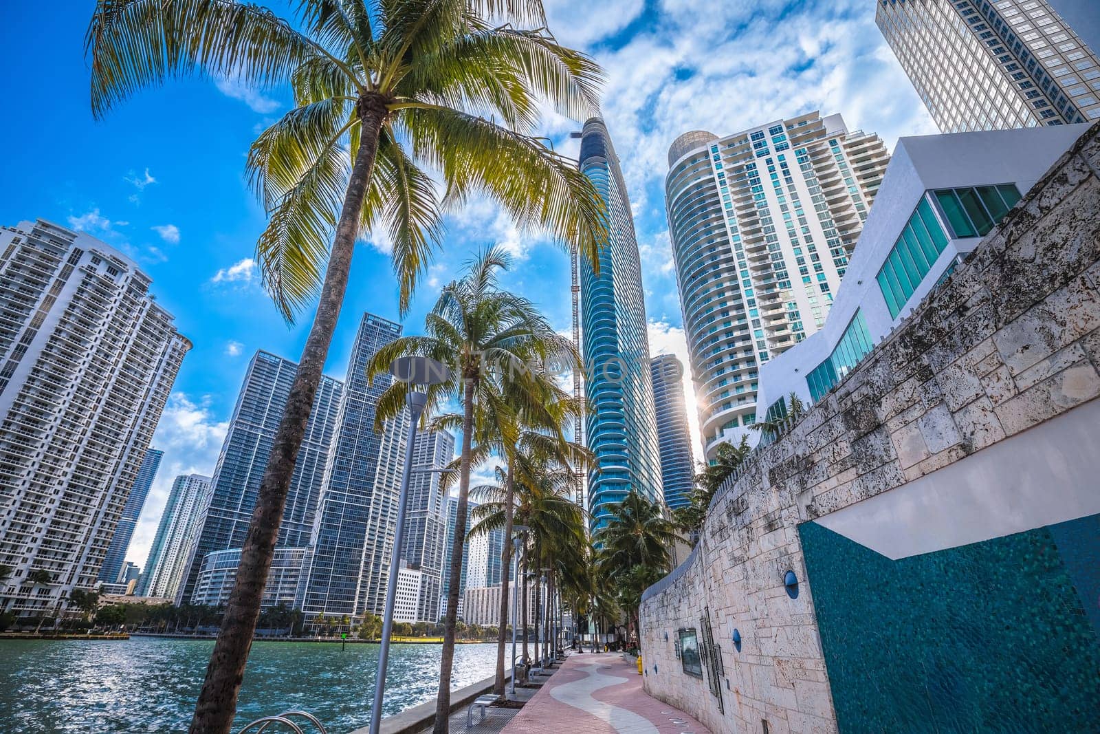 Miami Brickell waterfront walkway and skyline view, Florida by xbrchx