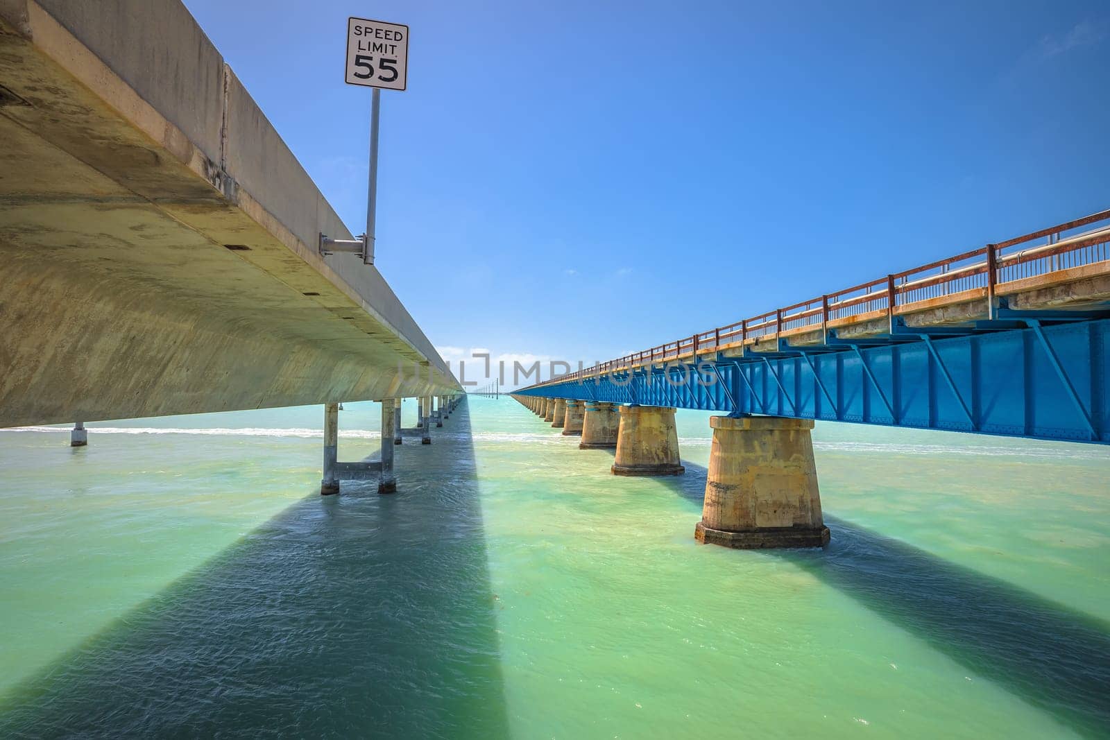 Seven Mile Bridges old and new in Marathon, U. S. Route 1 in Florida Keys by xbrchx