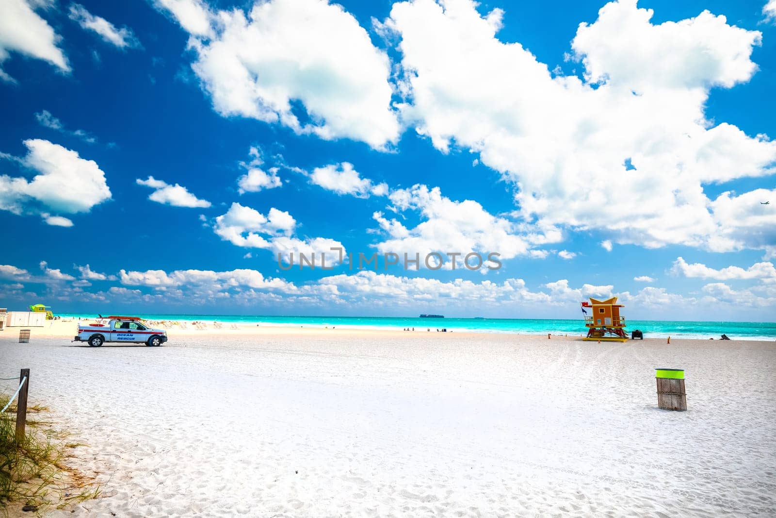 Miami Beach colorful beach and ocean view, Florida state, United States of America