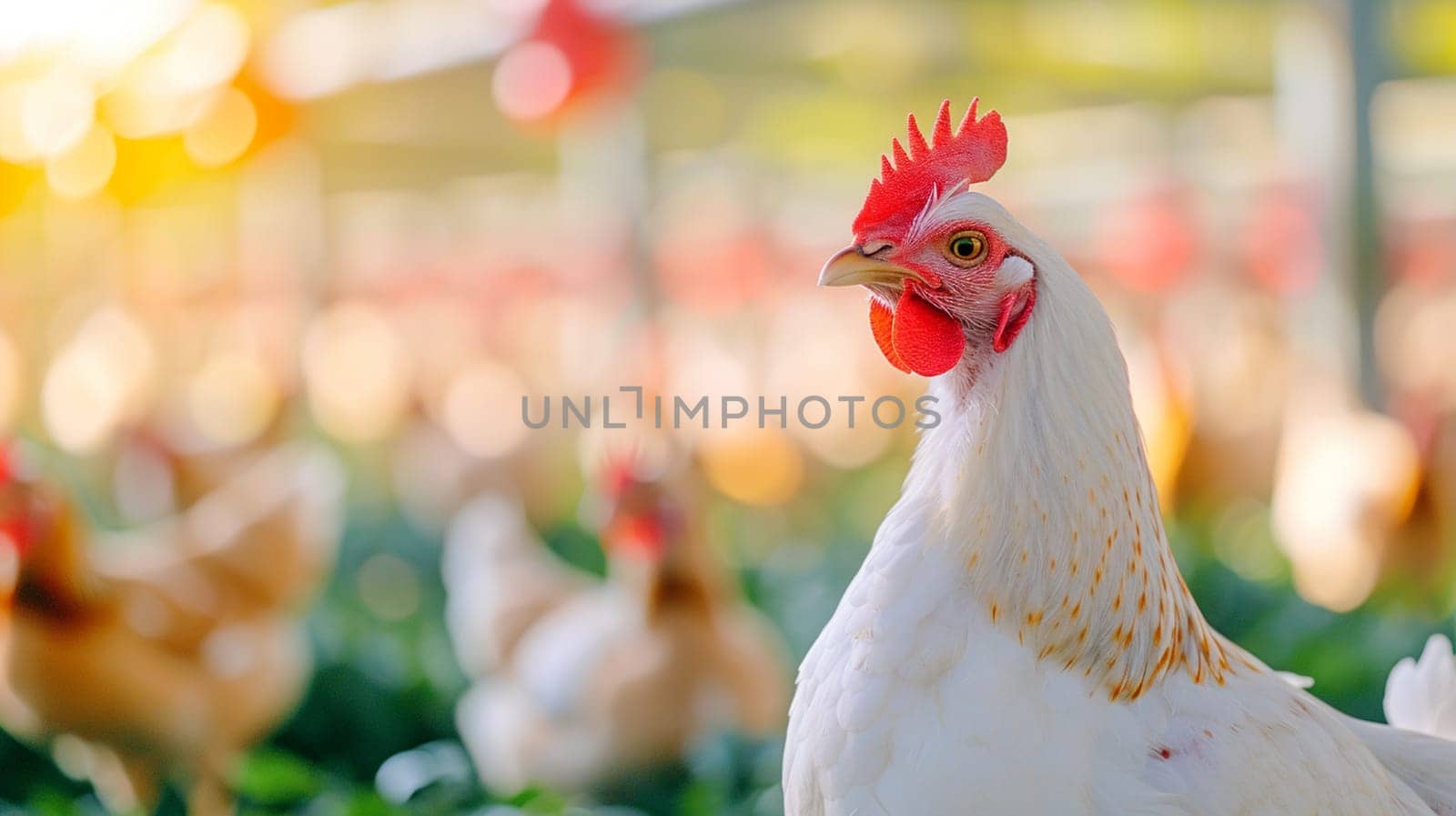 Chickens broilers on the farm. Selective focus. Generative AI, by mila1784