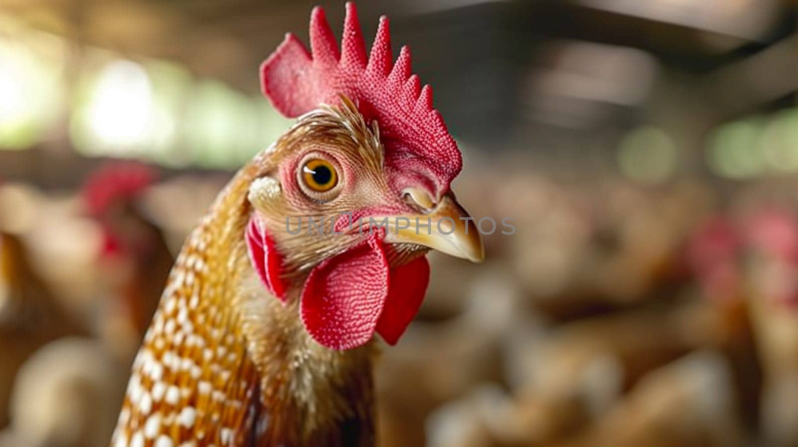 Chickens broilers on the farm. Selective focus. Generative AI, by mila1784
