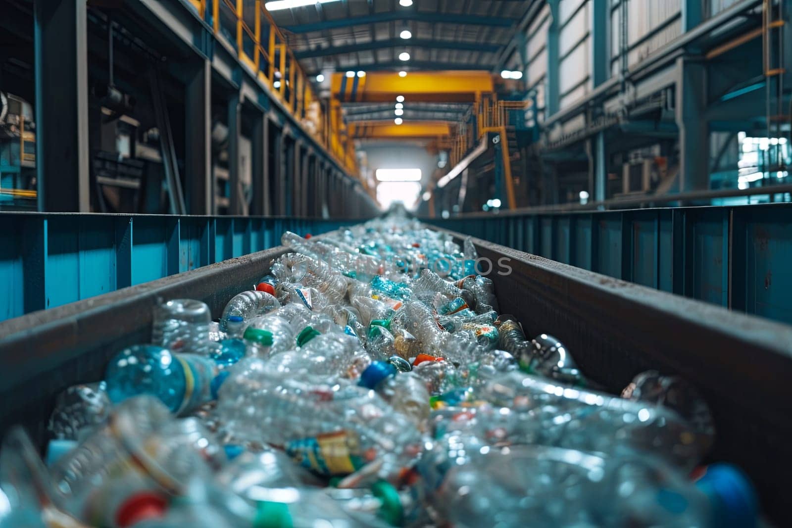 Close up of plastic recycling plant tour.