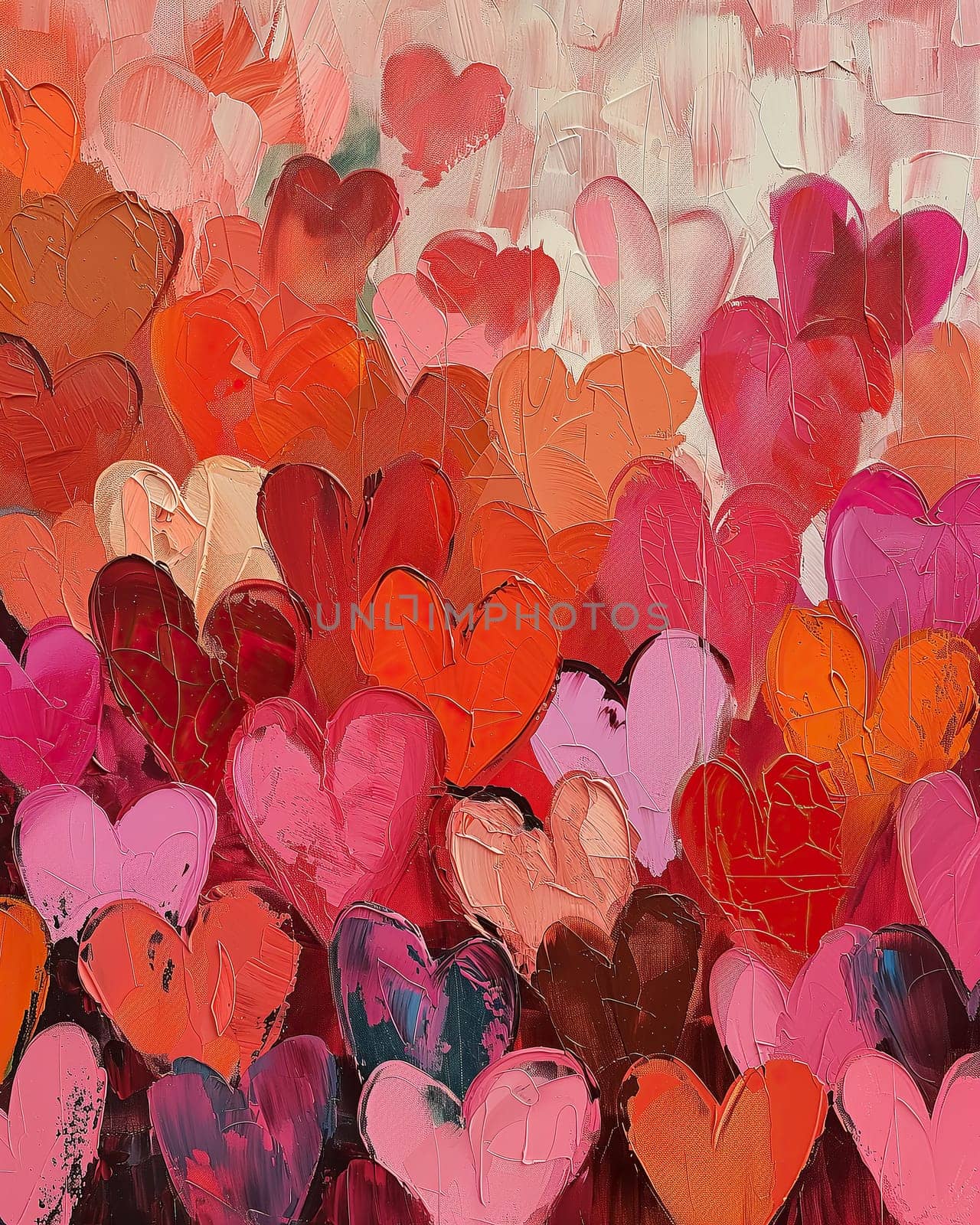 Colorful Hearts Abstract Painting by dimol