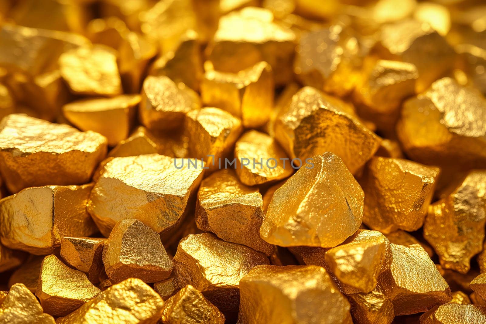 pile of shiny glittering golden nuggets close up