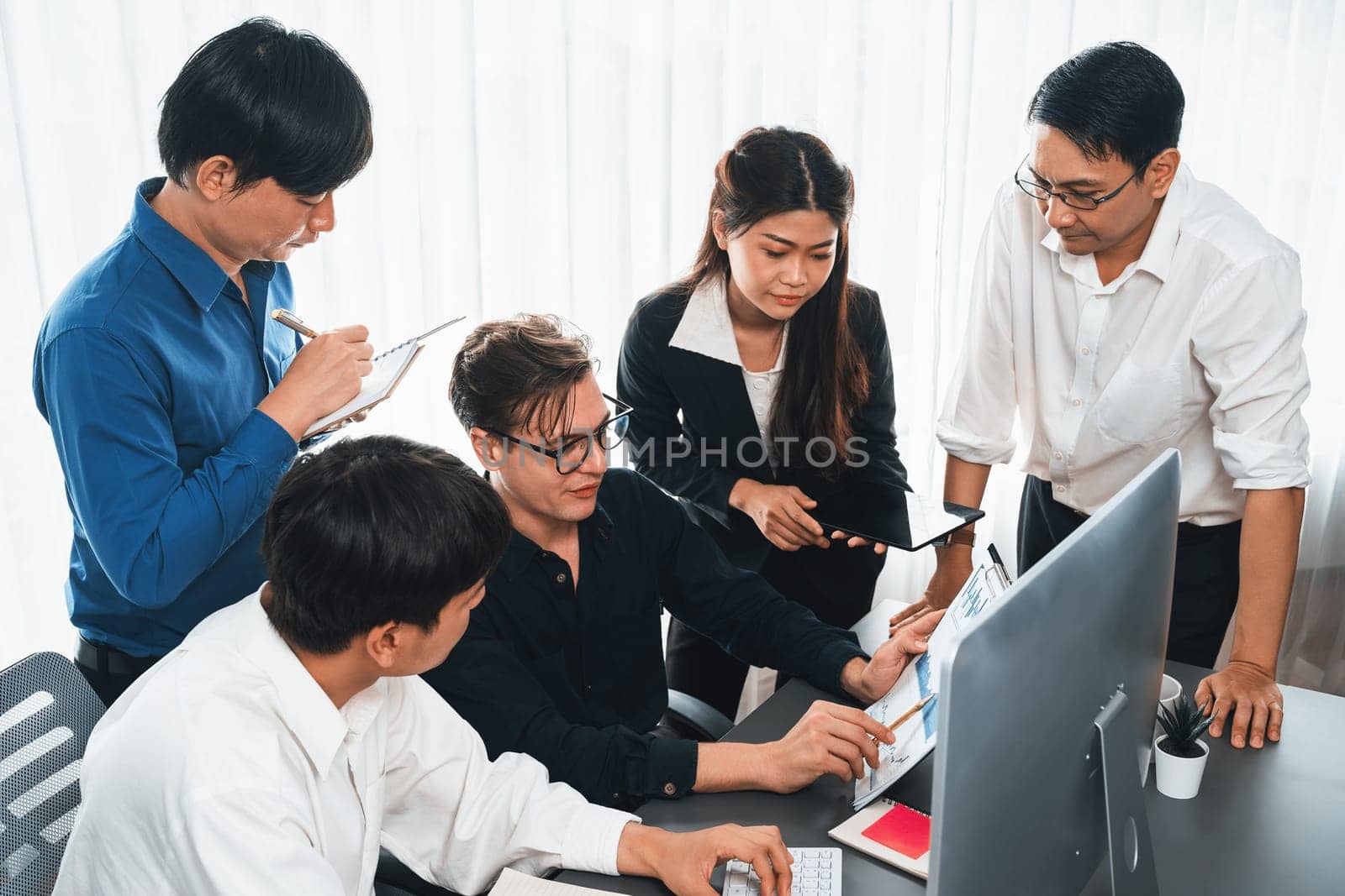 Group of diverse office worker employee working together. Prudent by biancoblue